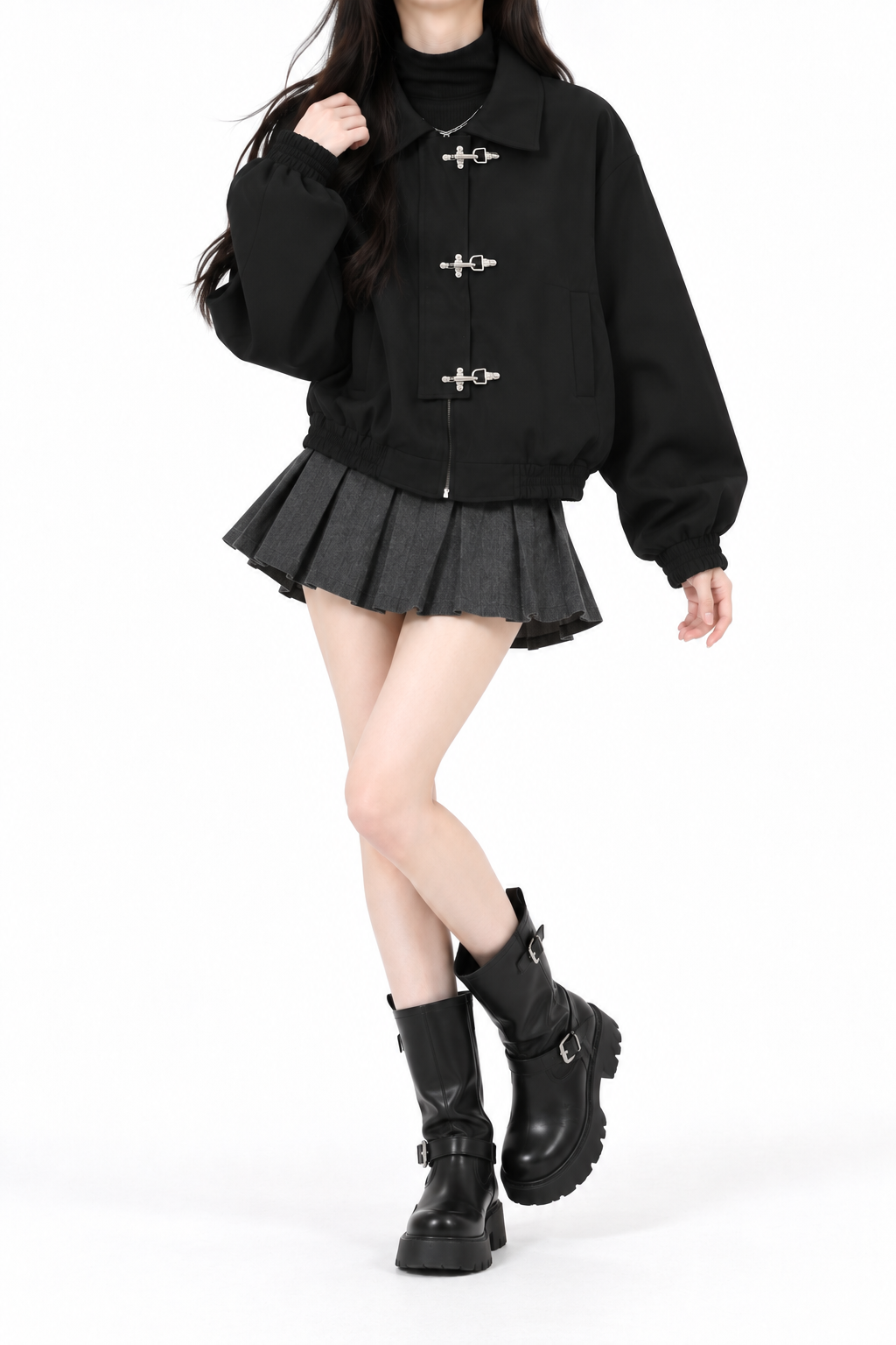 シルバーバックル クロップドジャケット XLY00262