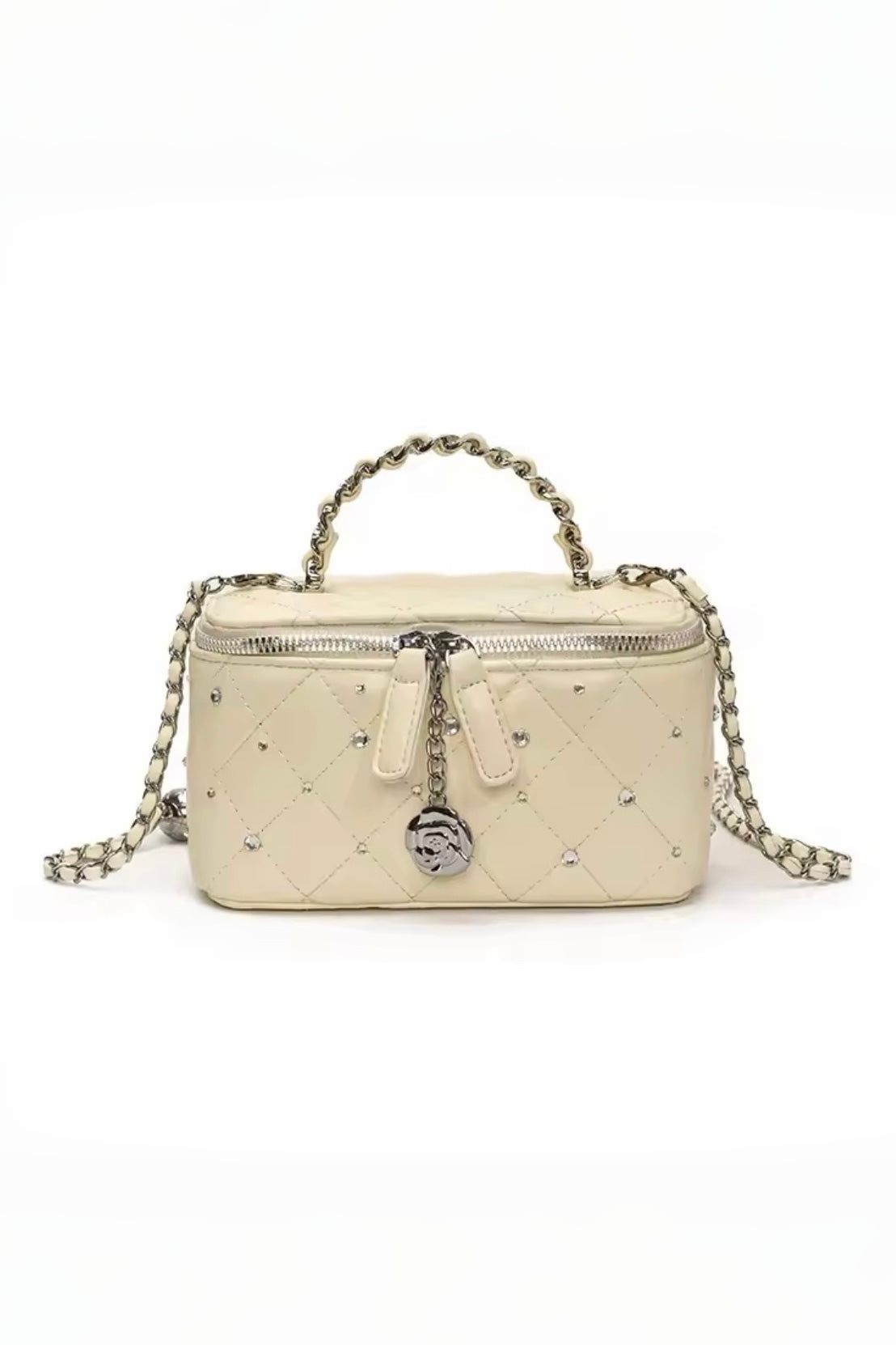 【4colors】ビジューキルティング バニティバッグ XLY00156