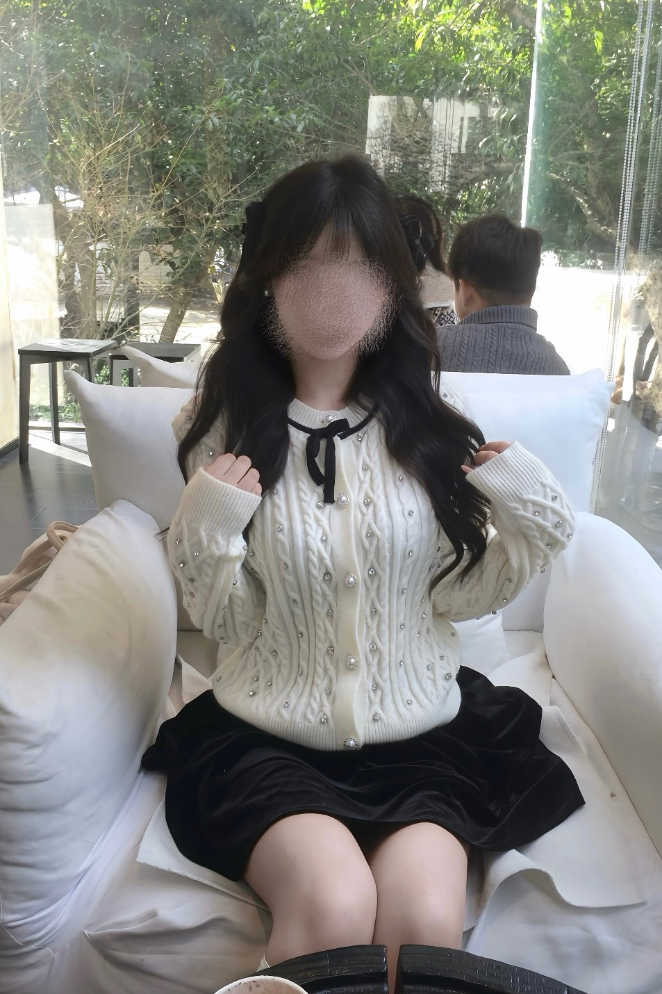 Bijou Detail Cable Knit Cardigan XLY00075