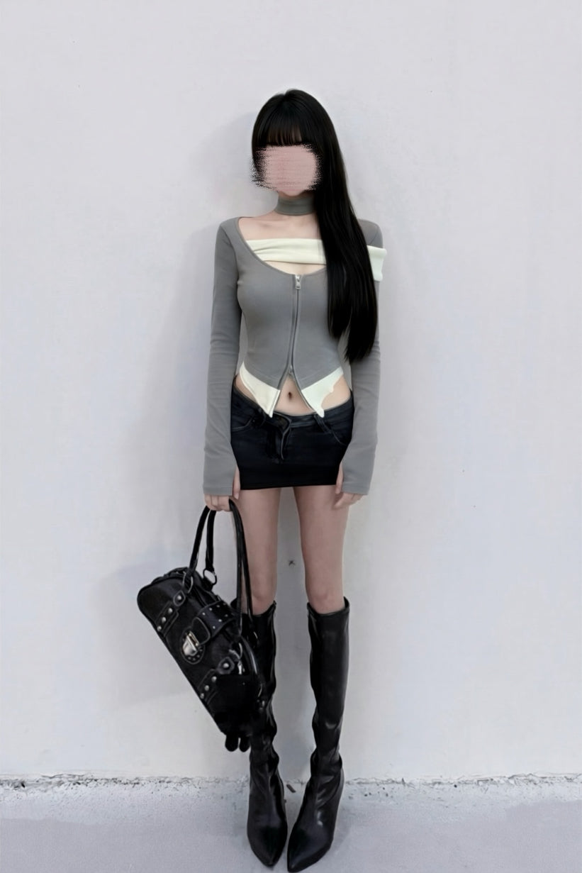 バイカラージップトップス XLY00160