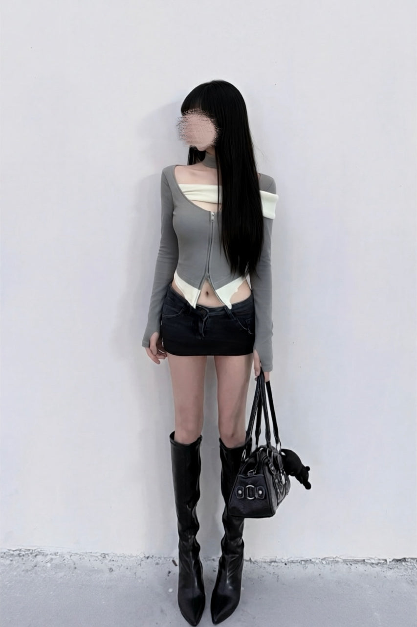 バイカラージップトップス XLY00160