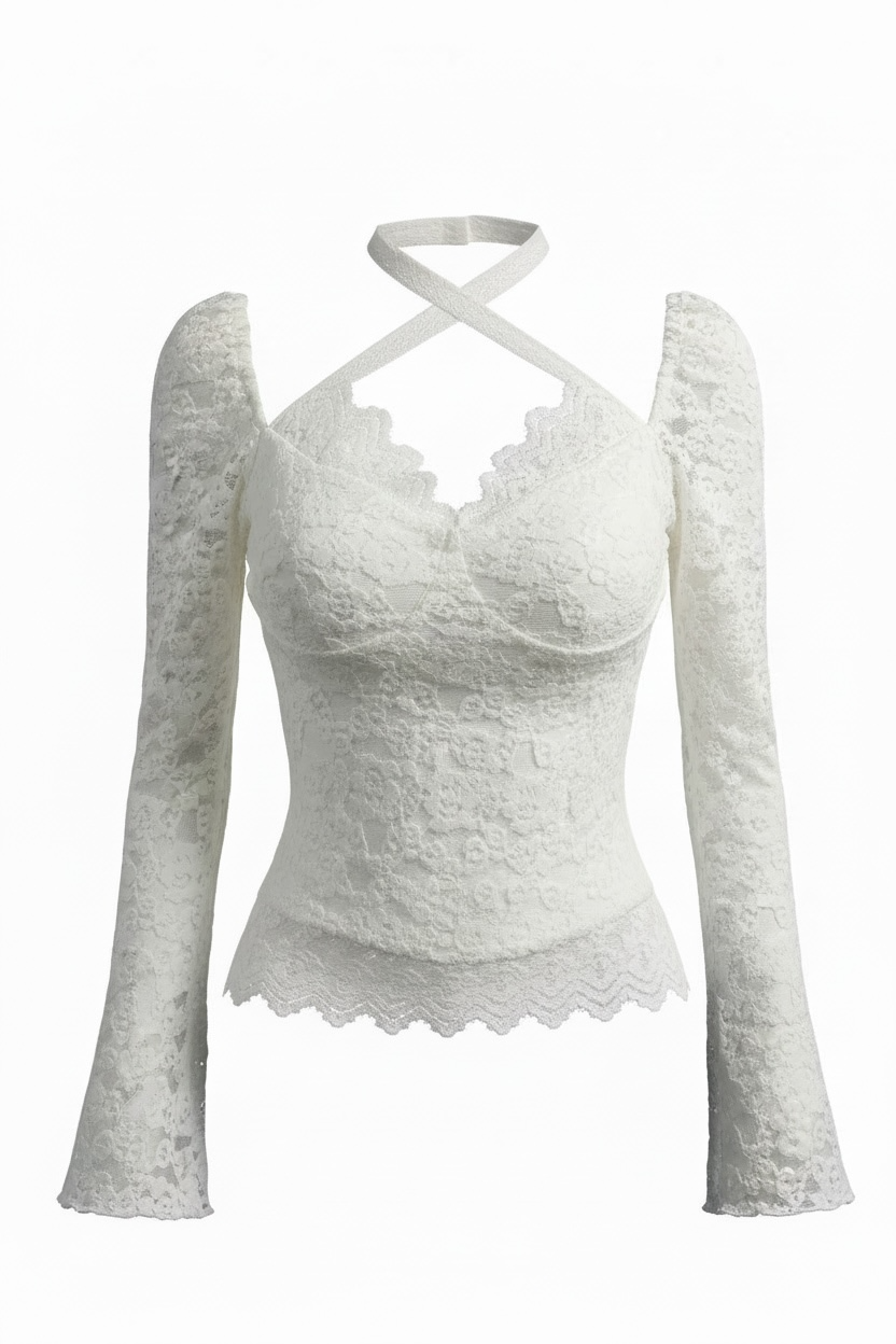 Lace Whisper Off-Shoulder Tops XLY00010