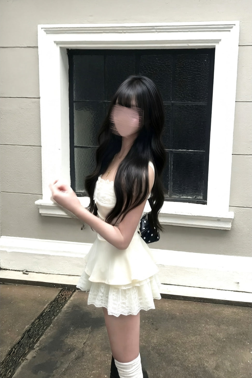 【2colors】レース ビスチェペプラム トップス XLY00171