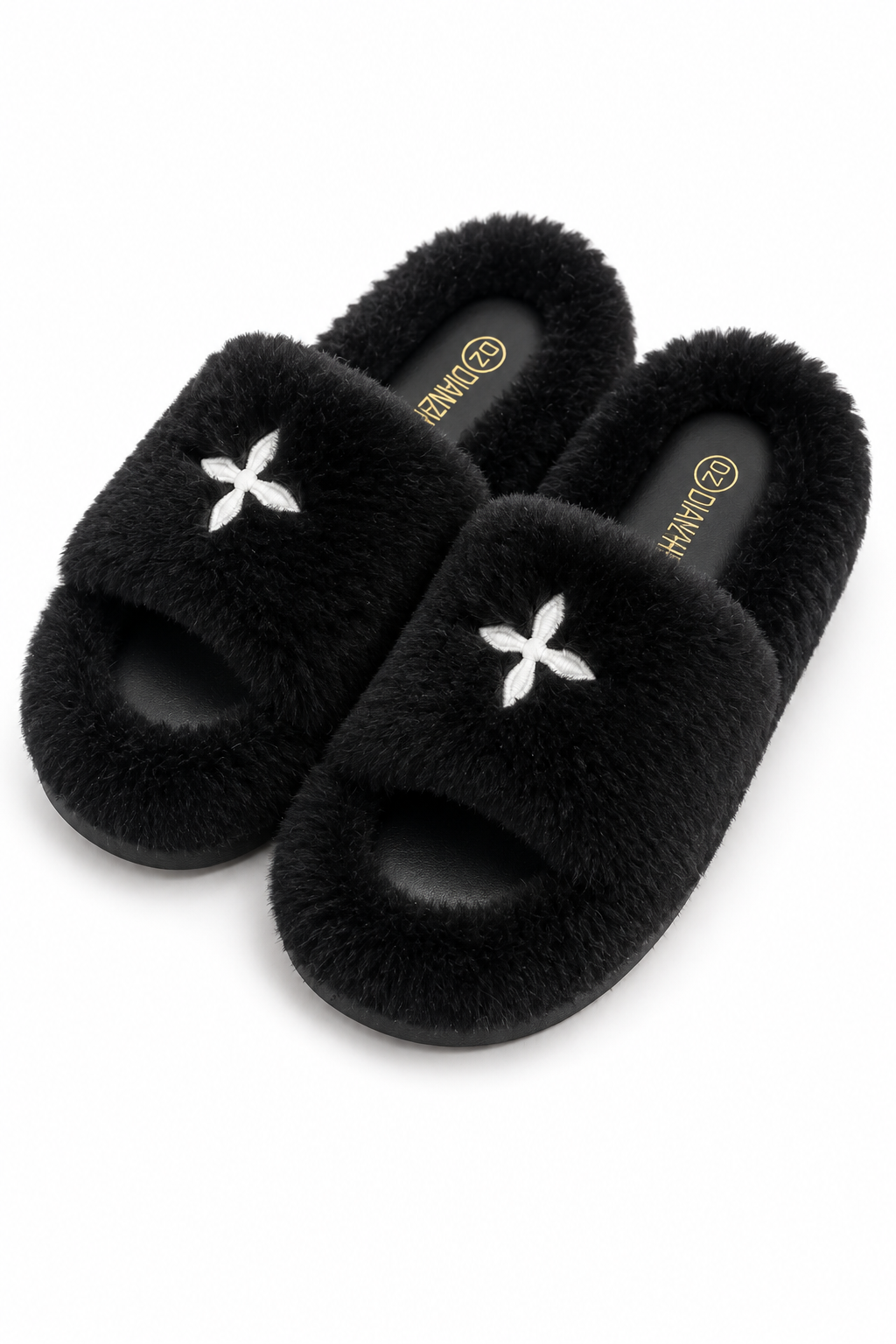 【3colors】Soft Cross Fur Slippers XLY00055
