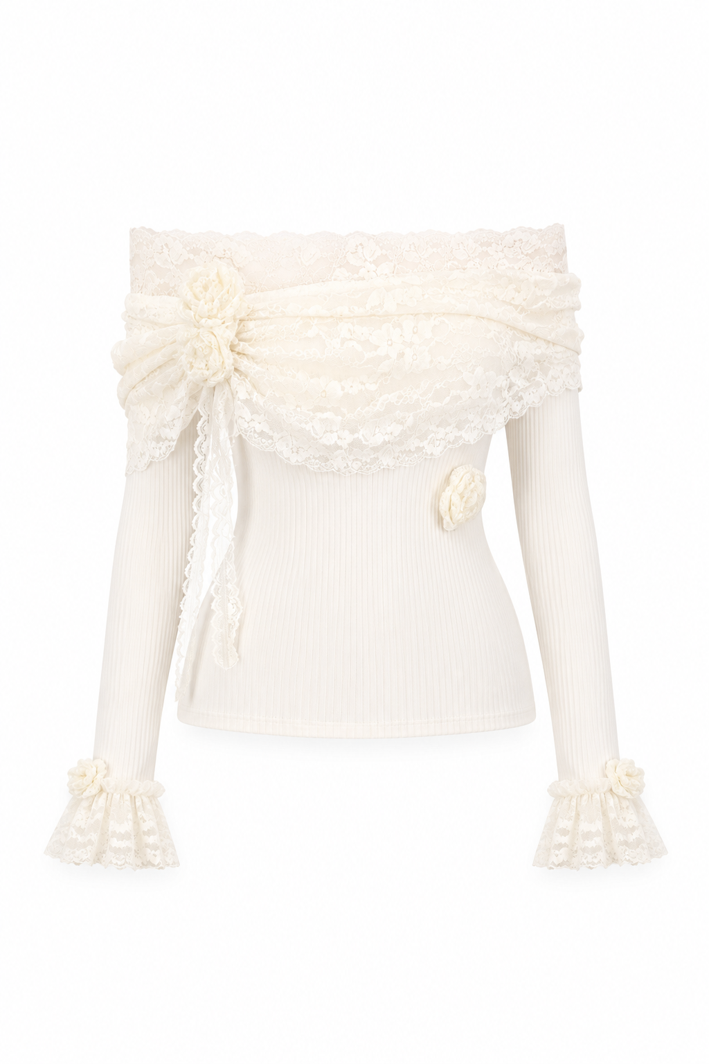 Rose Lace Off-Shoulder Tops XLY00120
