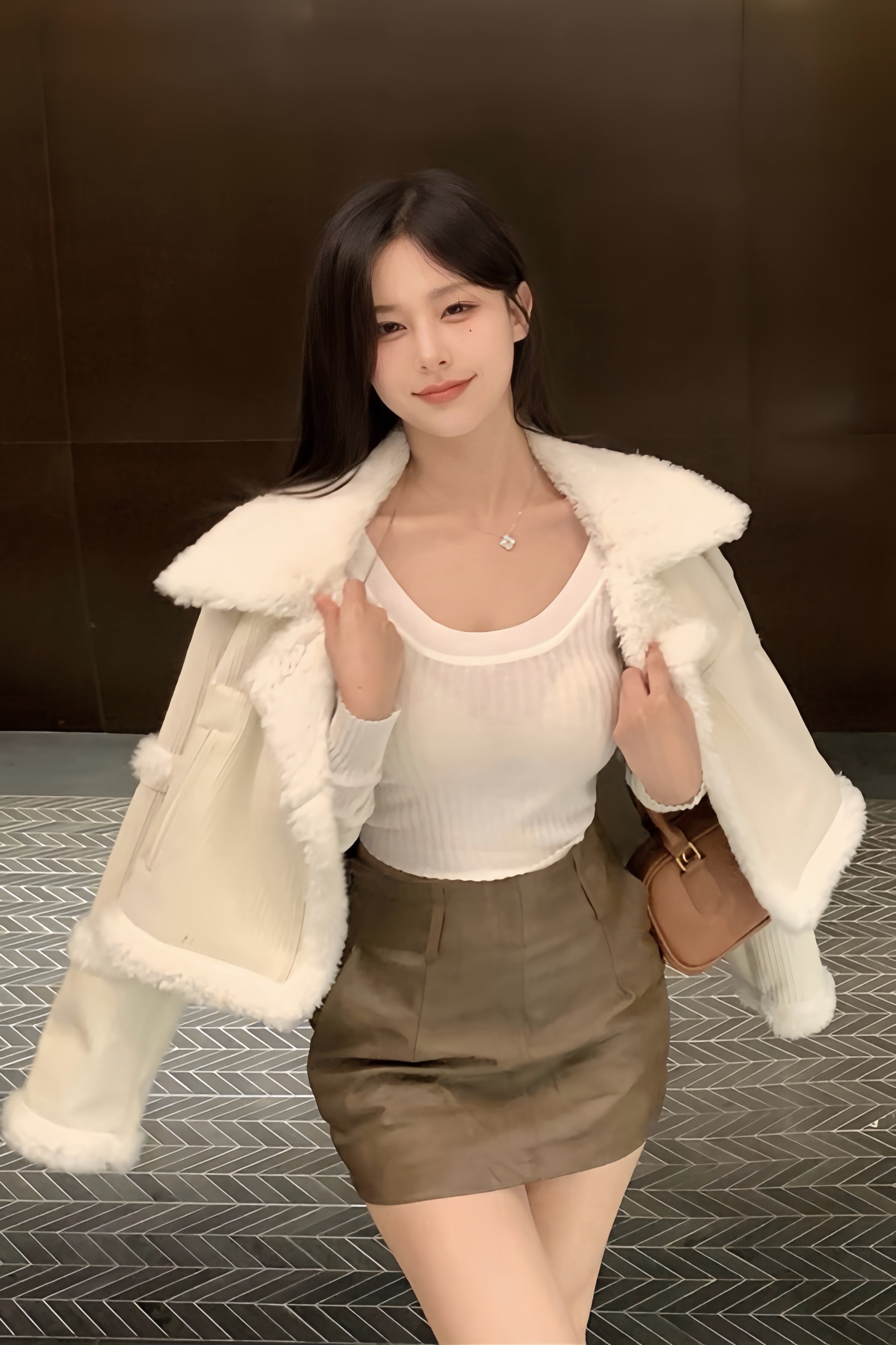 Ivory Luxe Shearling Jacket XLY00002