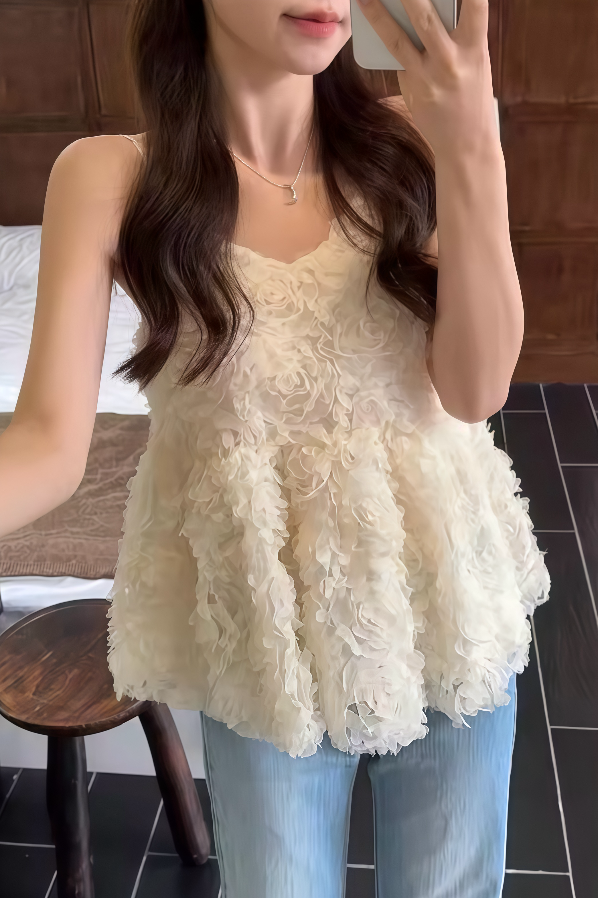 Floral Texture Volume Tops XLY00065