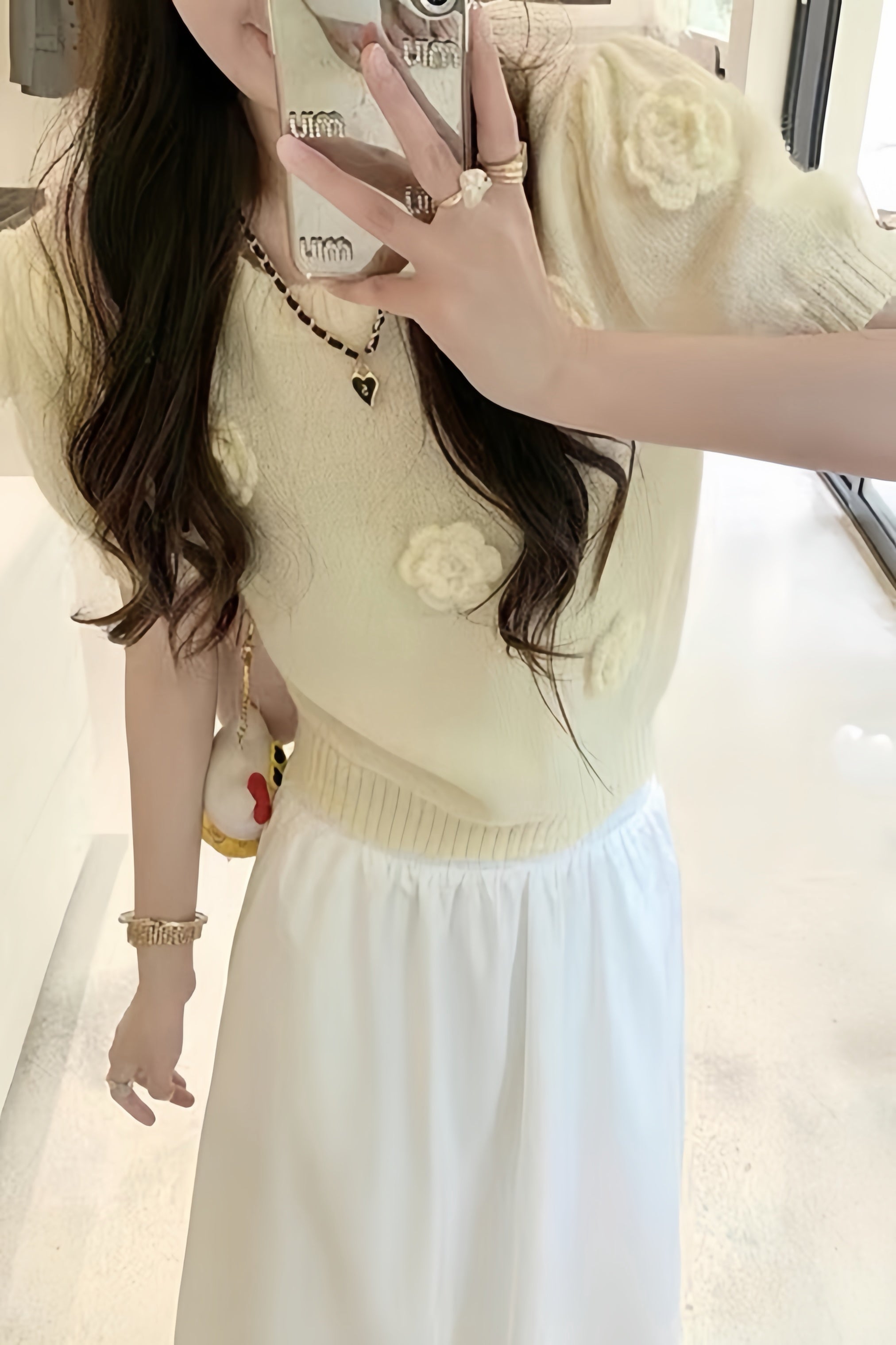 Rose Accent Knit Tops XLY00066