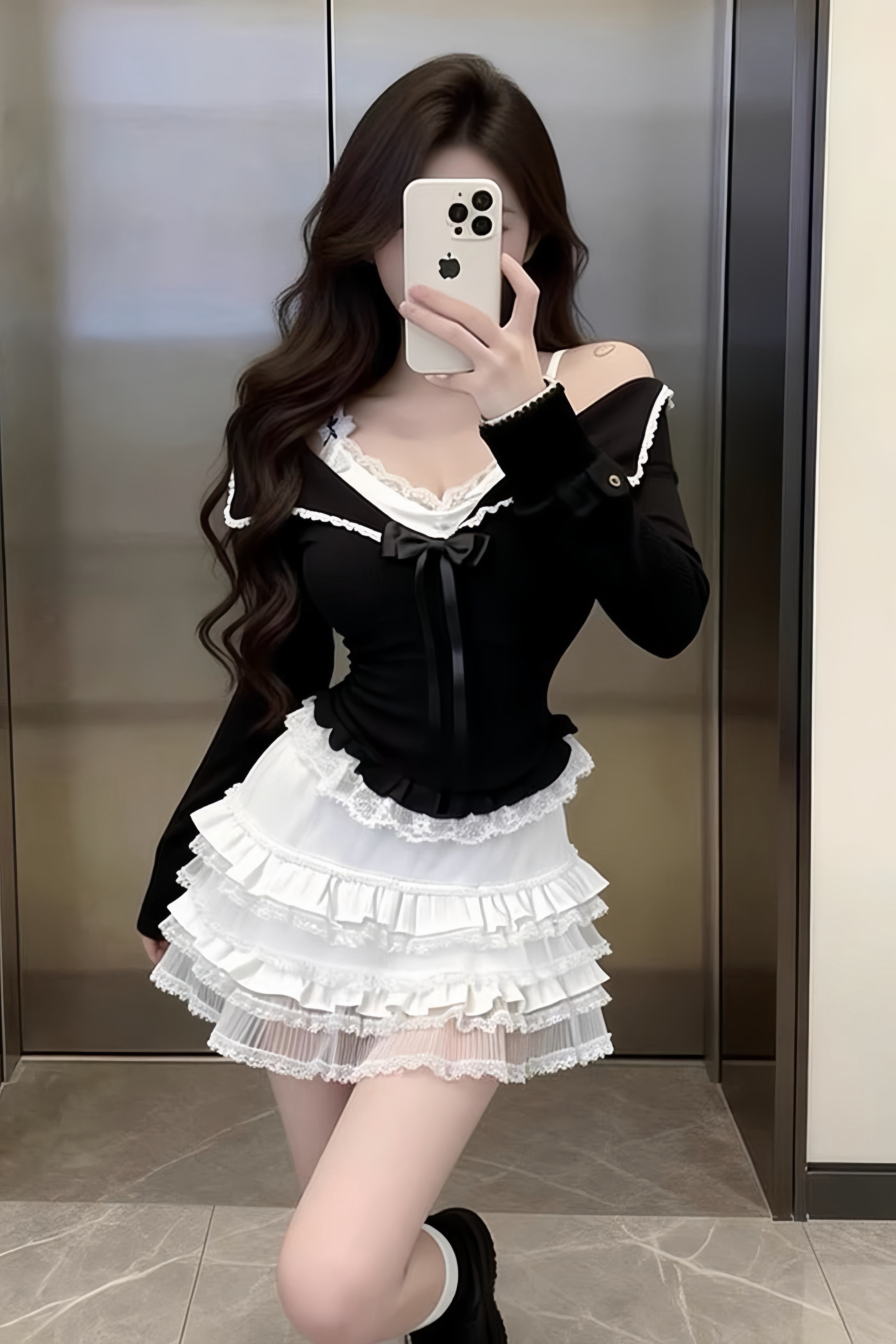 Lace Trim Sailor Knit Tops XLY00085