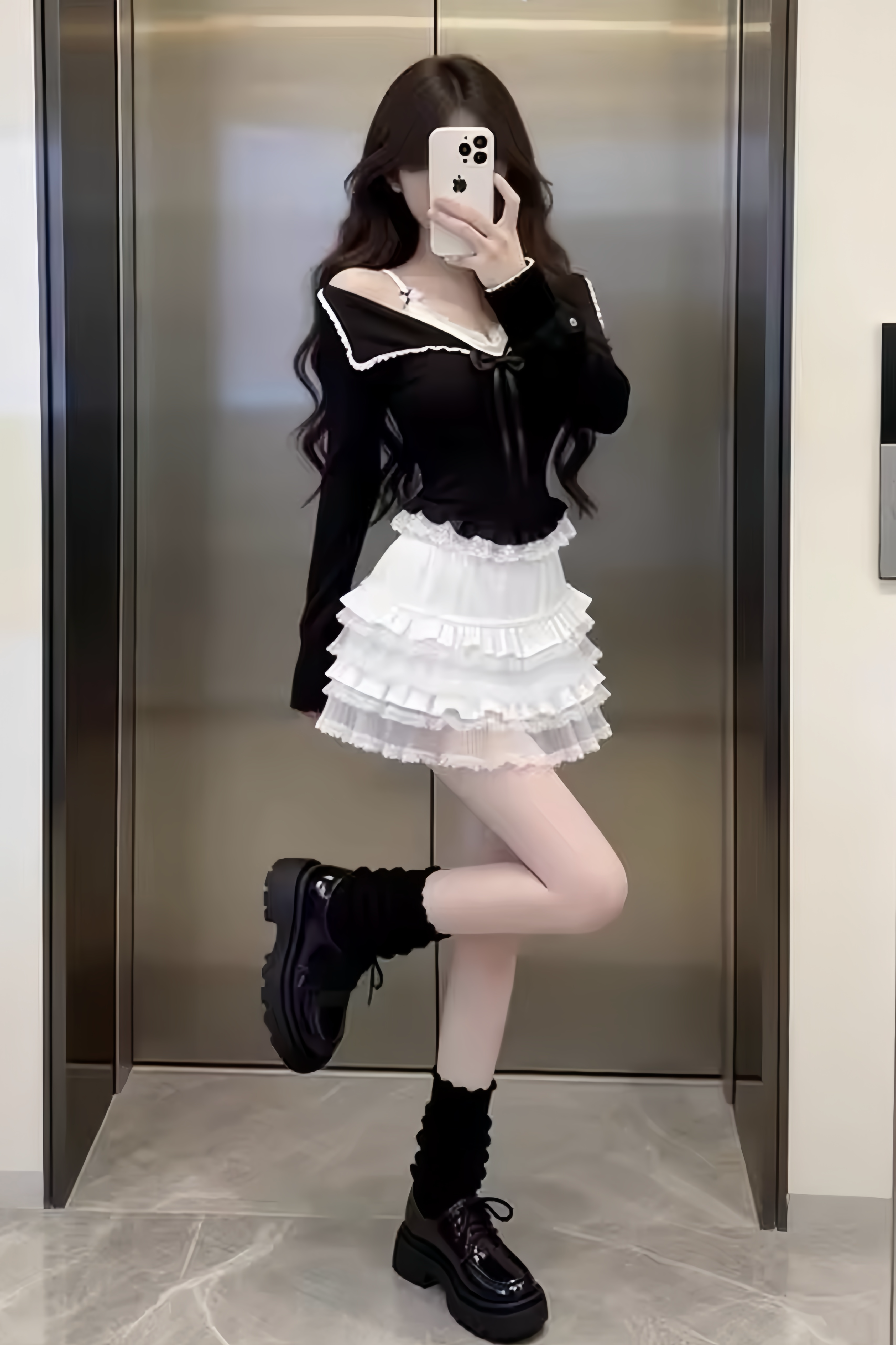 Lace Trim Sailor Knit Tops XLY00085