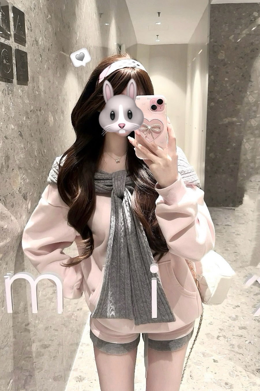 【Set Up】Off Shoulder Hoodie Knit Set XLY00088