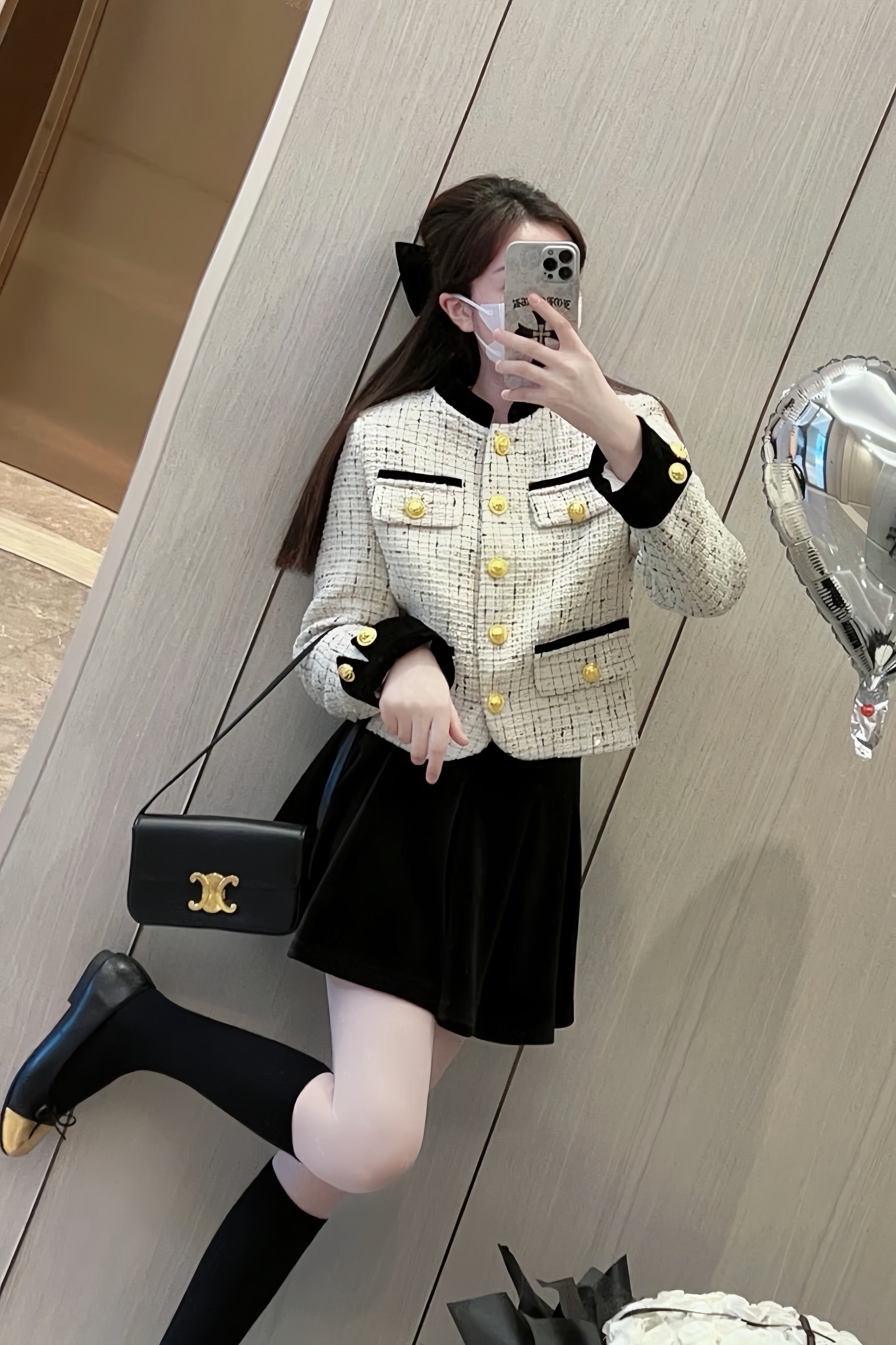 Bicolor Tweed Cropped Jacket XLY00105