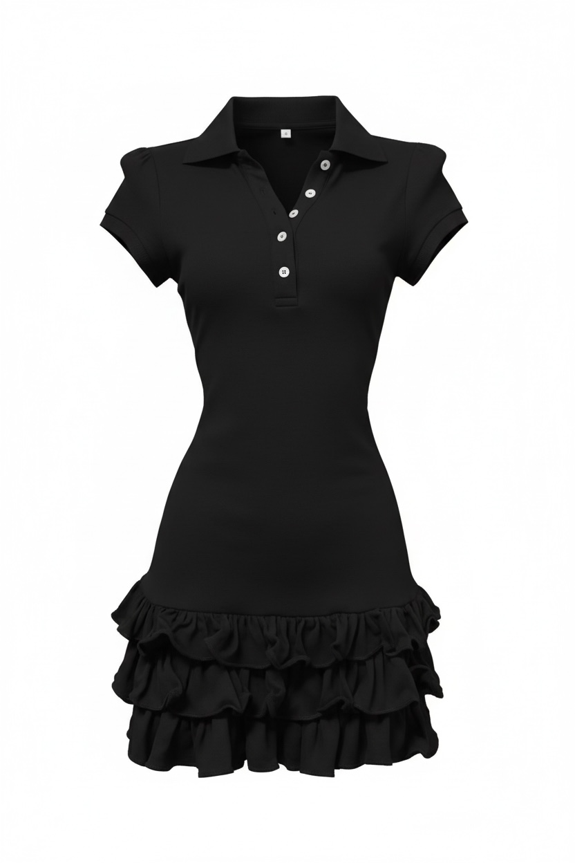 Slim Fit Polo Frill Mini Dress XLY00133
