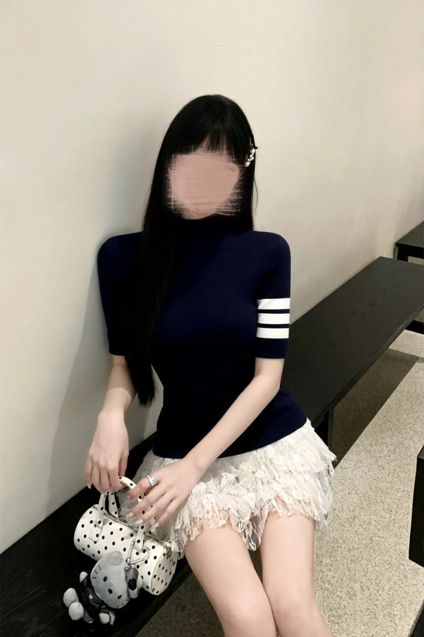 【2color】Paris Classic Rib Short Tops XLY00149