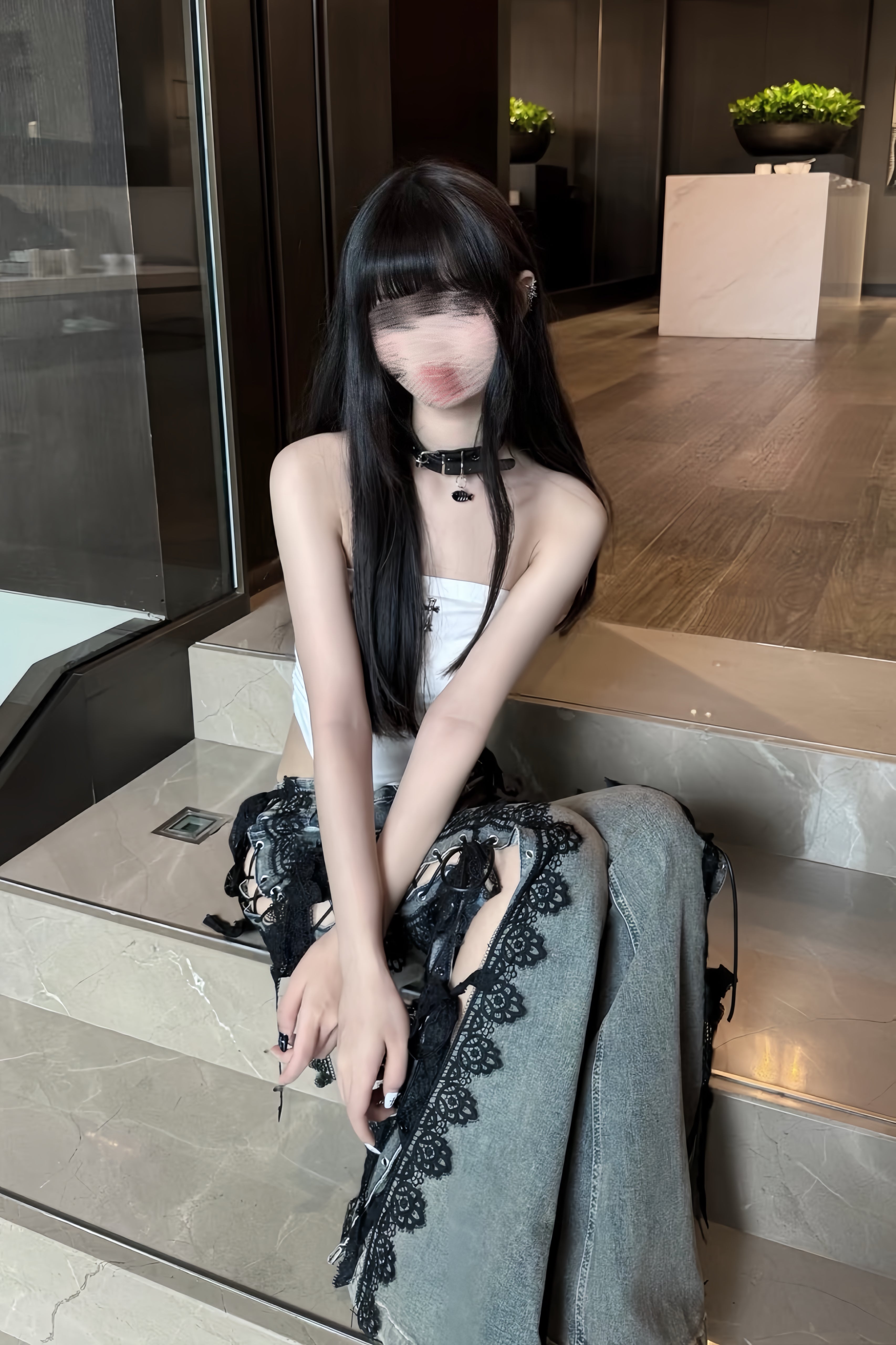 Side Lace-Up Flared Denim XLY00121