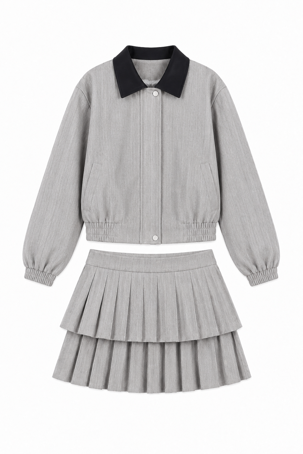 【2colors】バイカラーストライププリーツセットアップ XLY00244