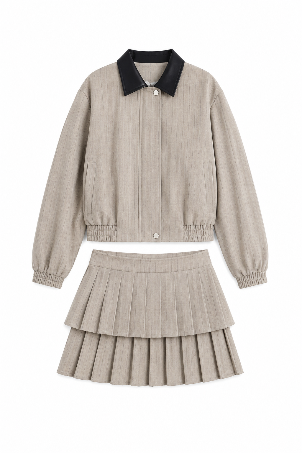 【2colors】バイカラーストライププリーツセットアップ XLY00244