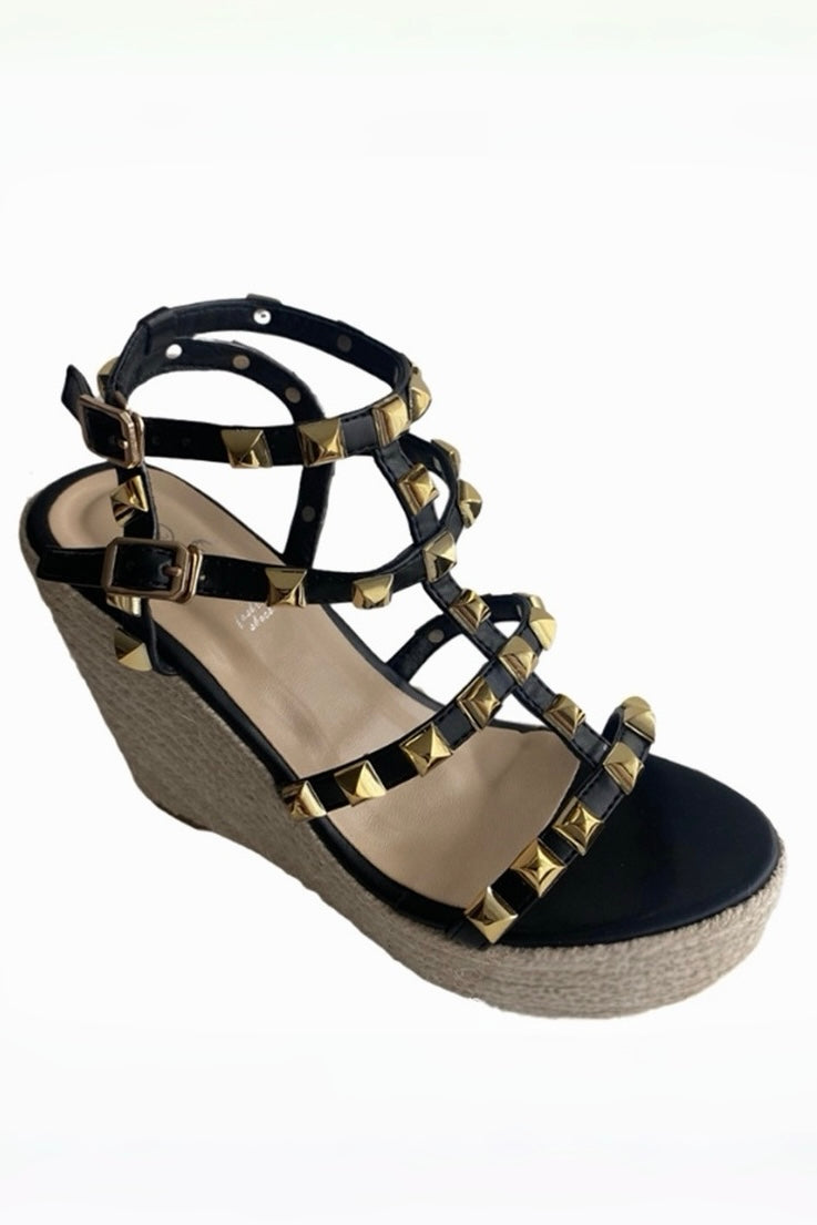 Studded Gladiator Wedge Sandals XLY00124