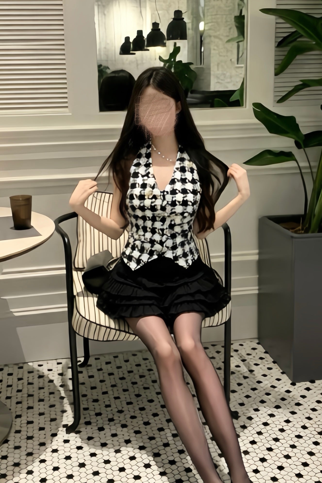 French Tweed Halter Tops XLY00138