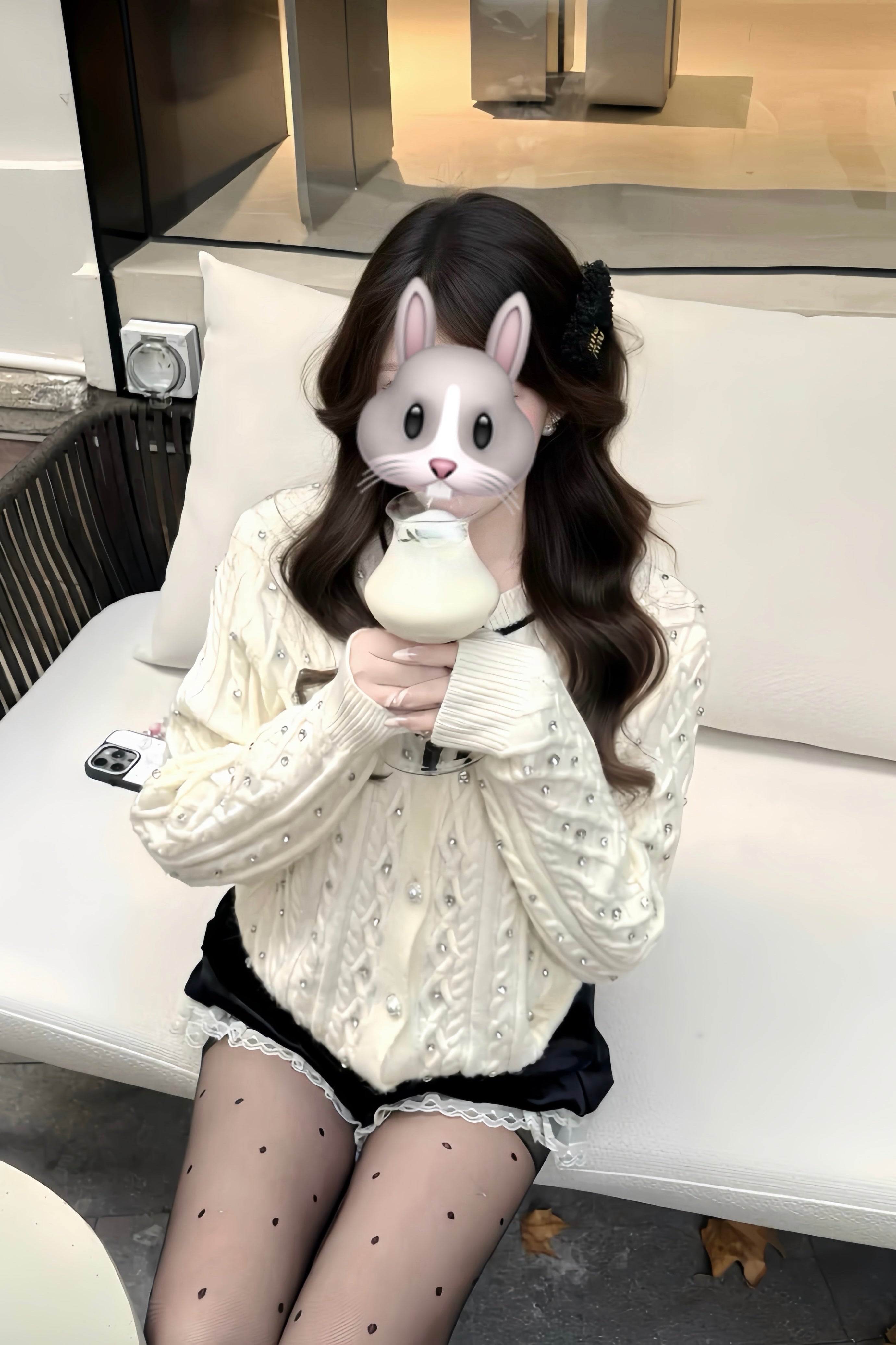 Bijou Detail Cable Knit Cardigan XLY00075