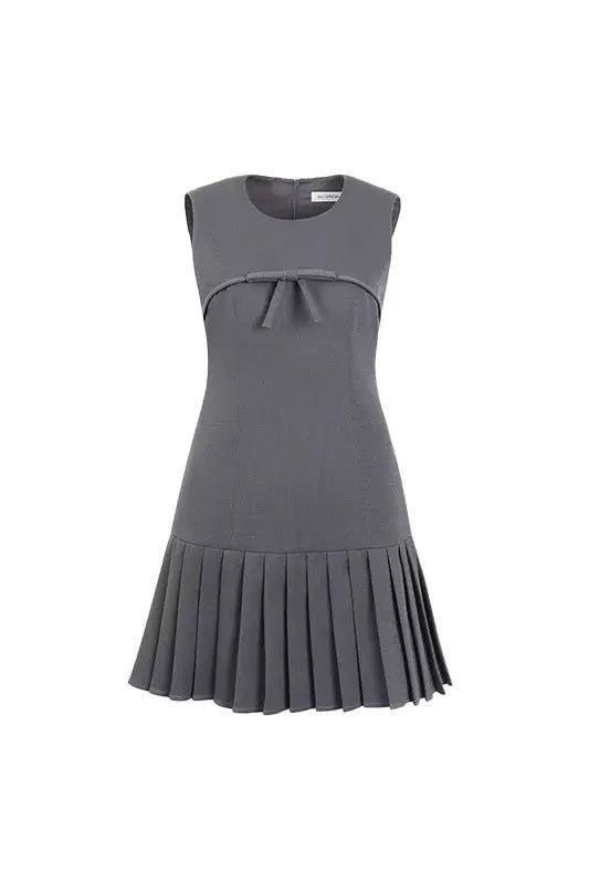 Chic Pleated Ribbon Mini Dress XLY00143