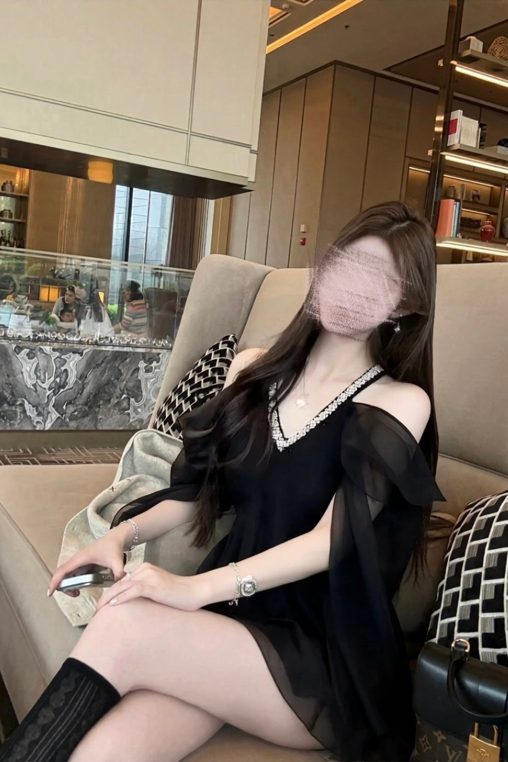 Chiffon V Neck Flare Sleeve Tops XLY00140