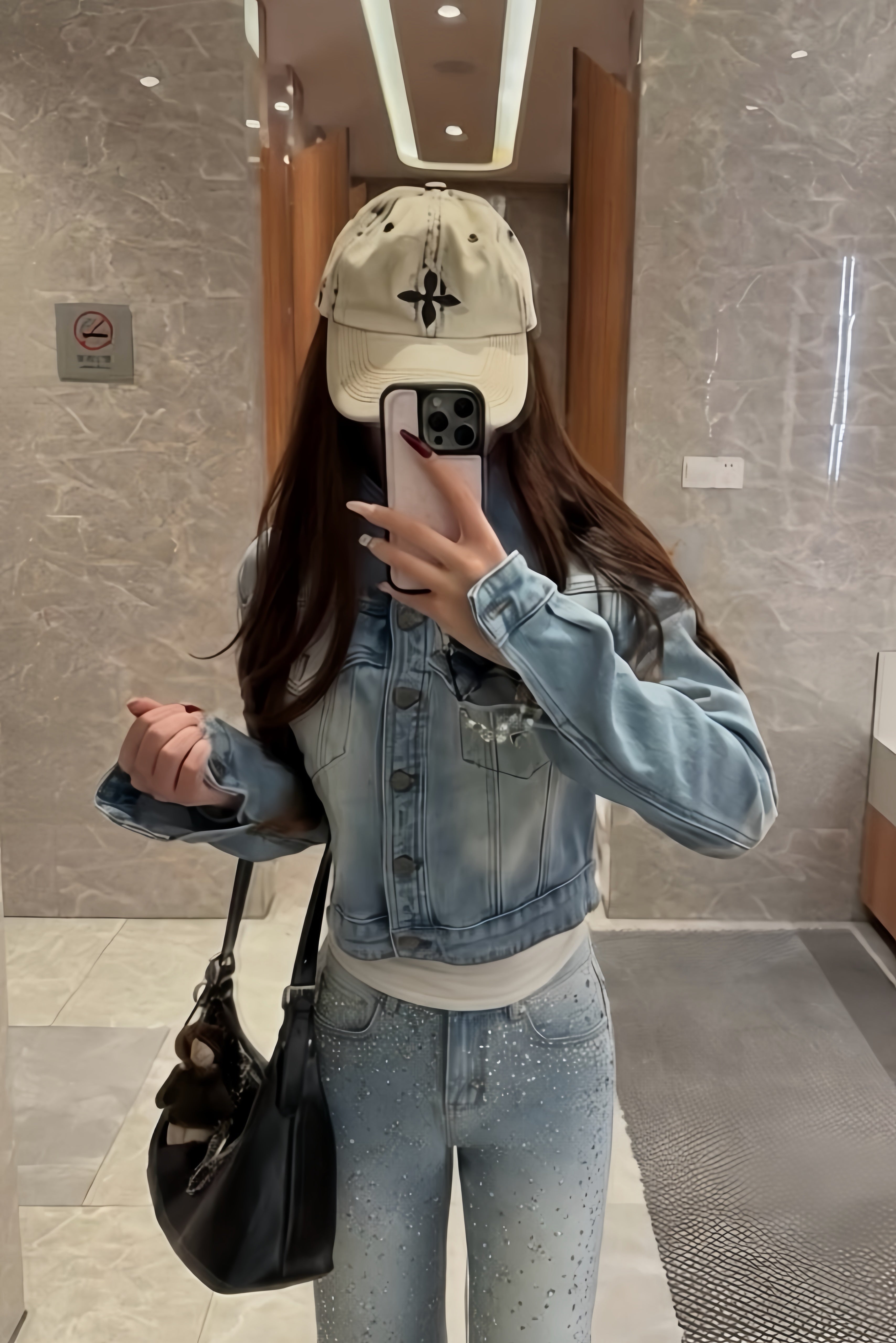 ラインストーン デニムパンツ XLY00159