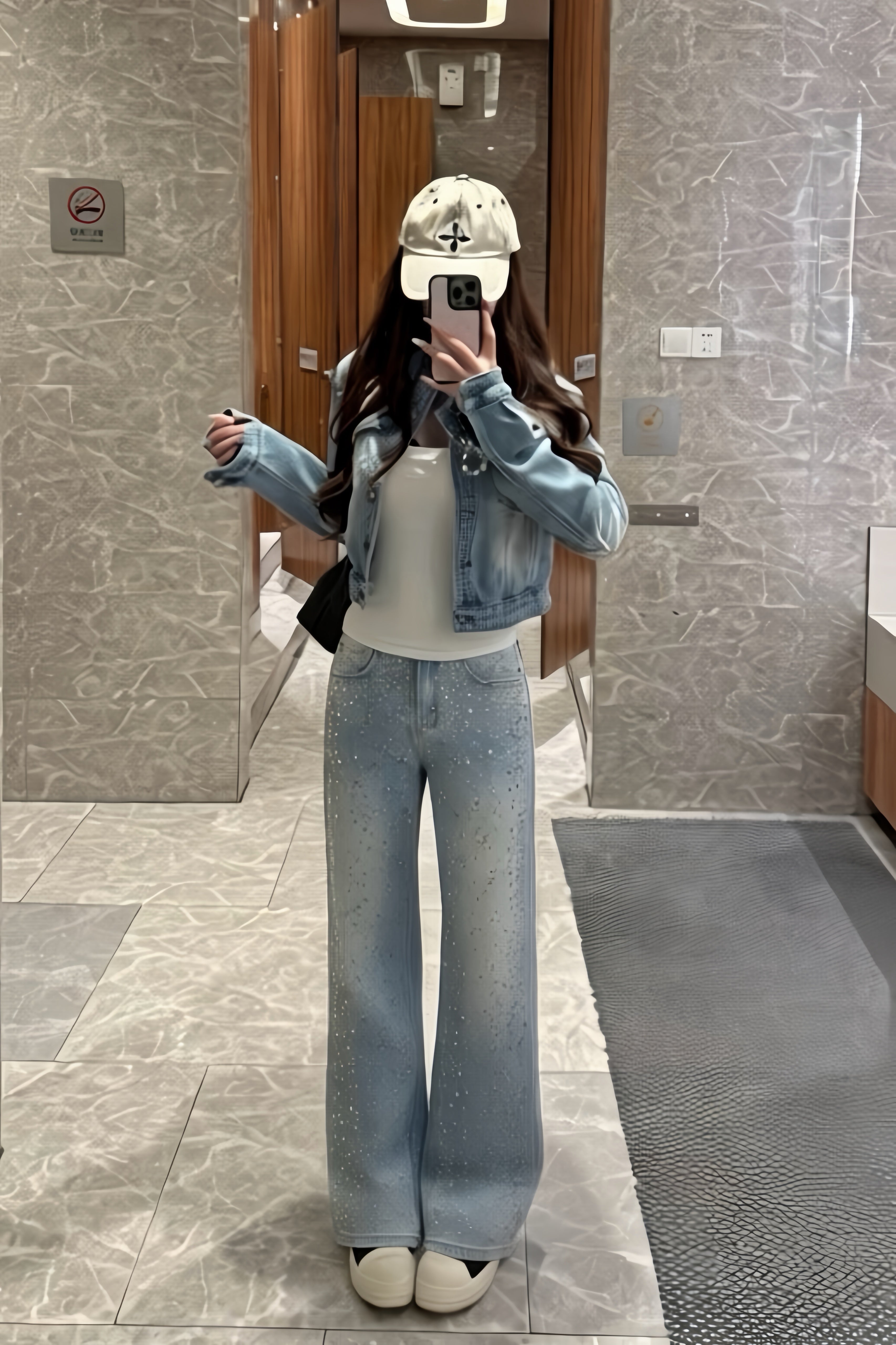 ラインストーン デニムパンツ XLY00159