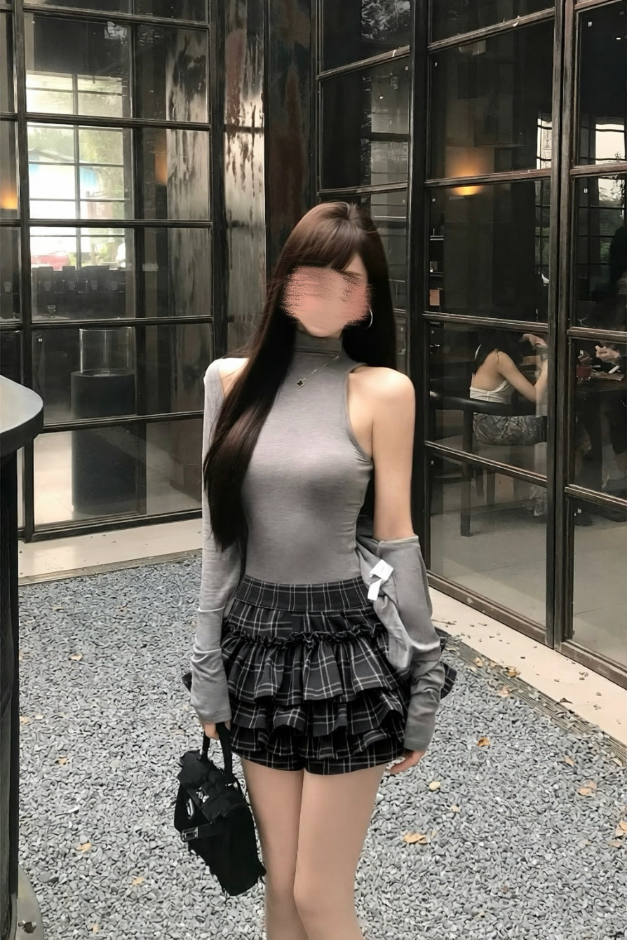 【2colors】チェック ティアードフリルキュロット XLY00169
