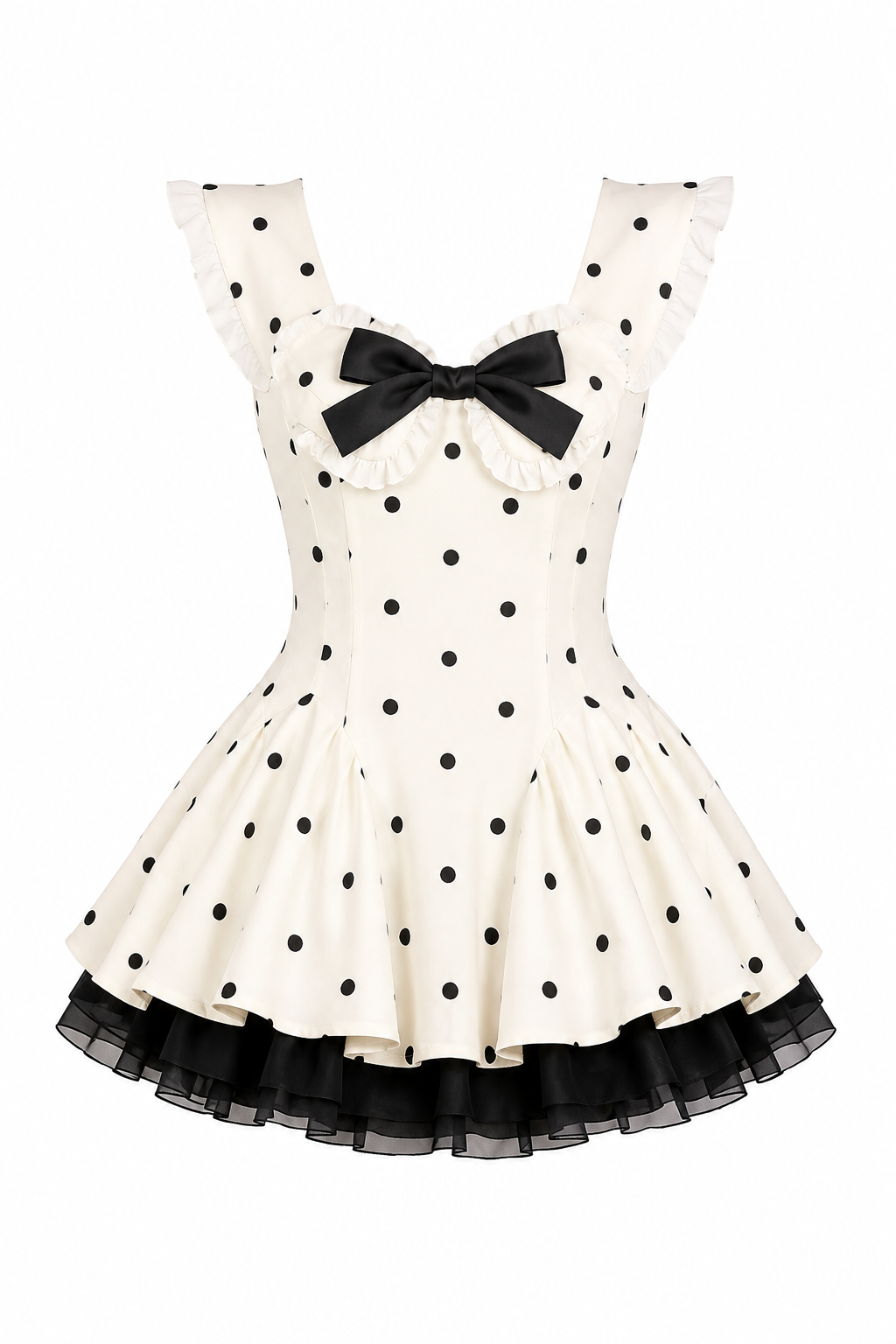 Dot Ribbon Flare Dress XLY00073