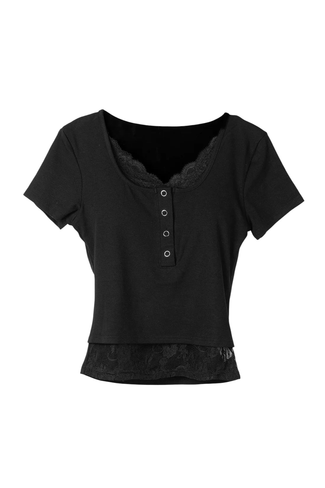 【2colors】レースレイヤード スクエアネックトップス XLY00189