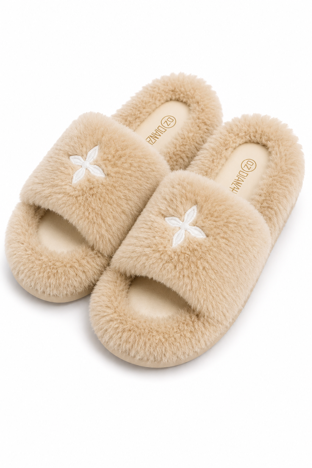 【3colors】Soft Cross Fur Slippers XLY00055
