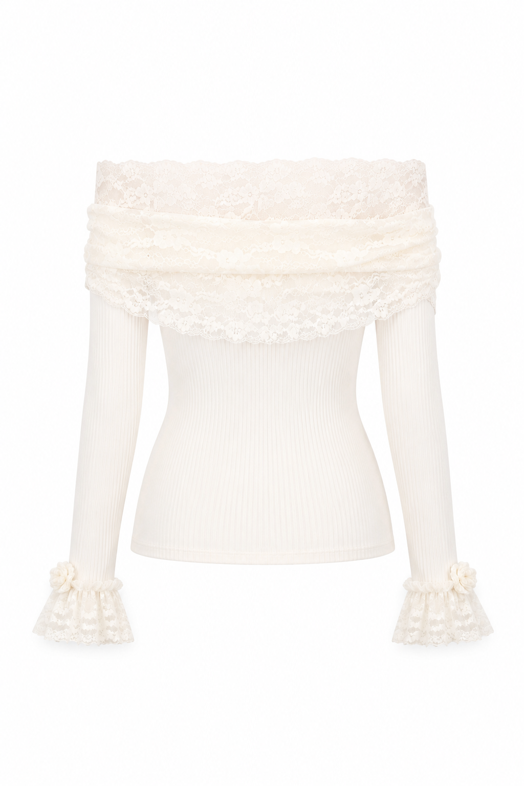 Rose Lace Off-Shoulder Tops XLY00120