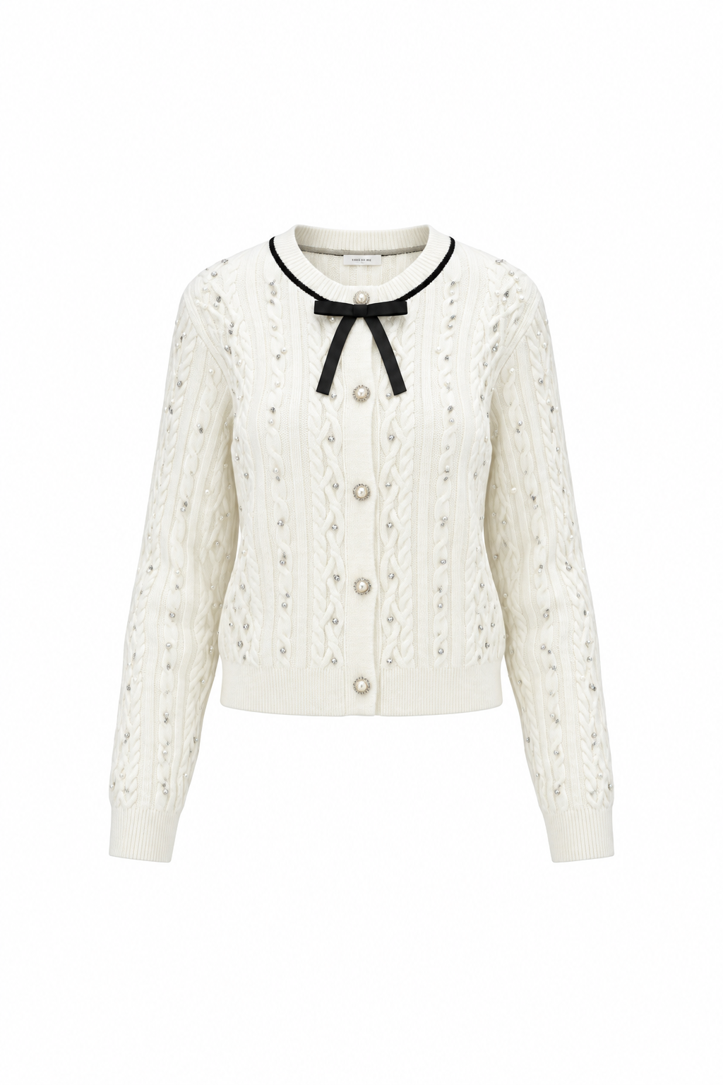 Bijou Detail Cable Knit Cardigan XLY00075