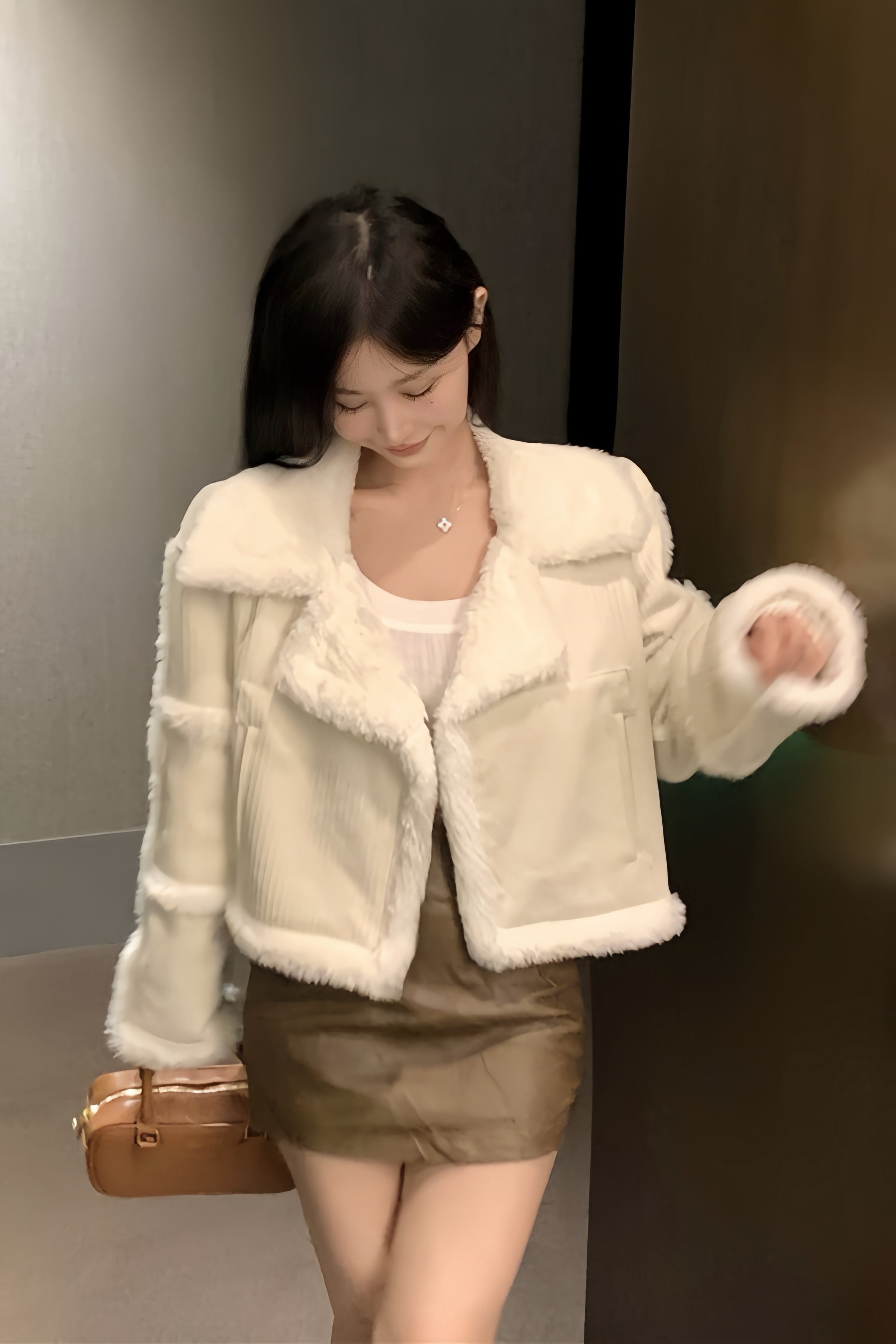 Ivory Luxe Shearling Jacket XLY00002