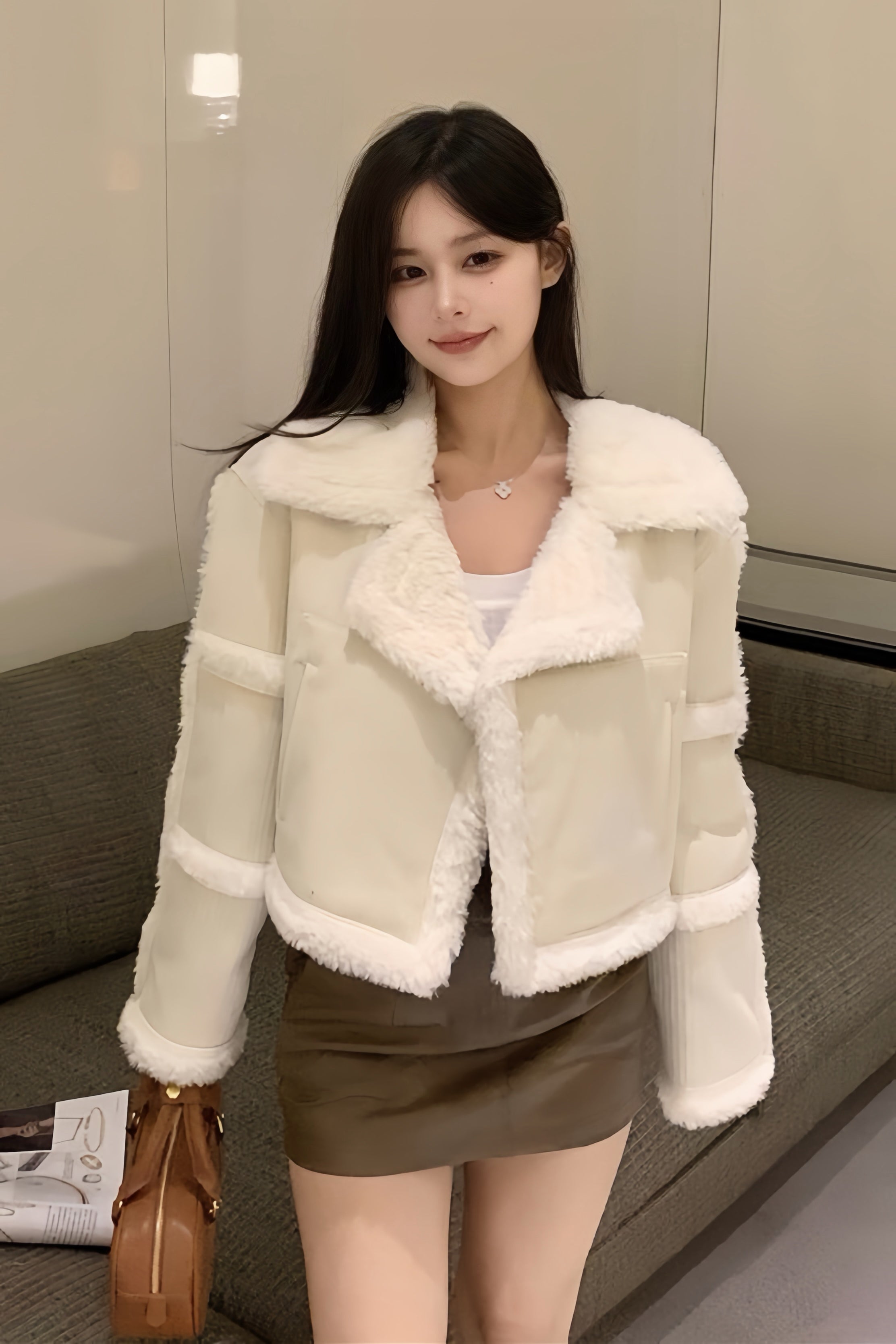 Ivory Luxe Shearling Jacket XLY00002