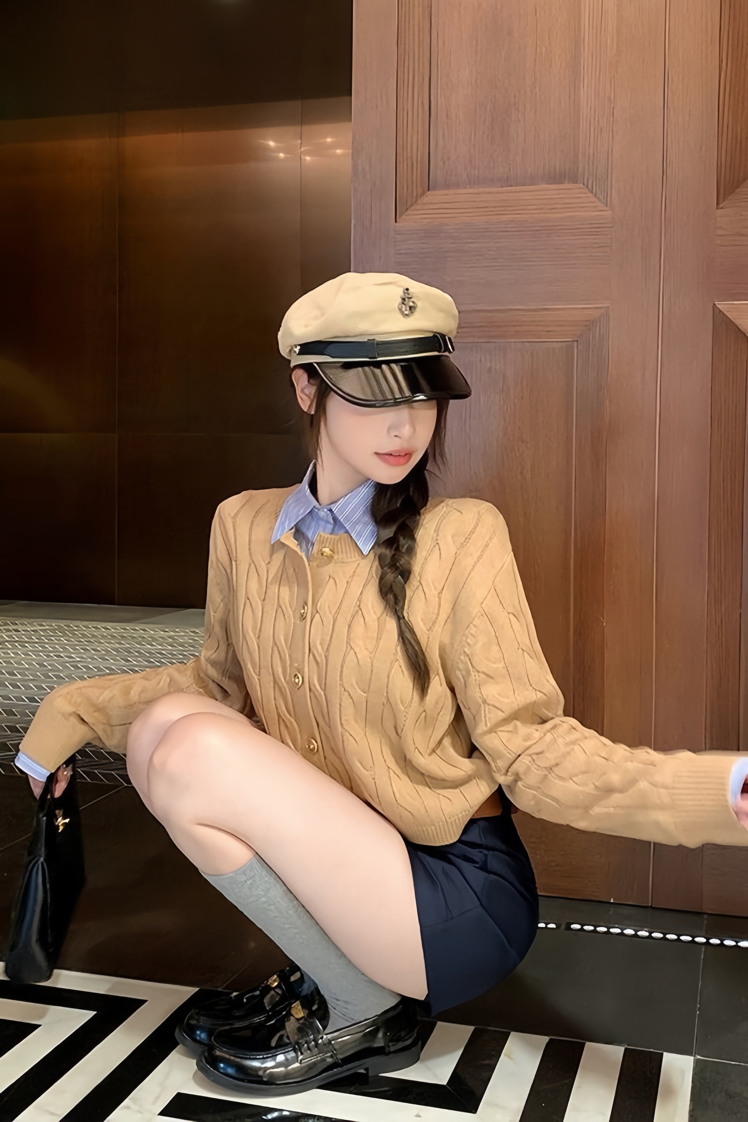 Classic Cable Knit Cardigan Tops XLY00056