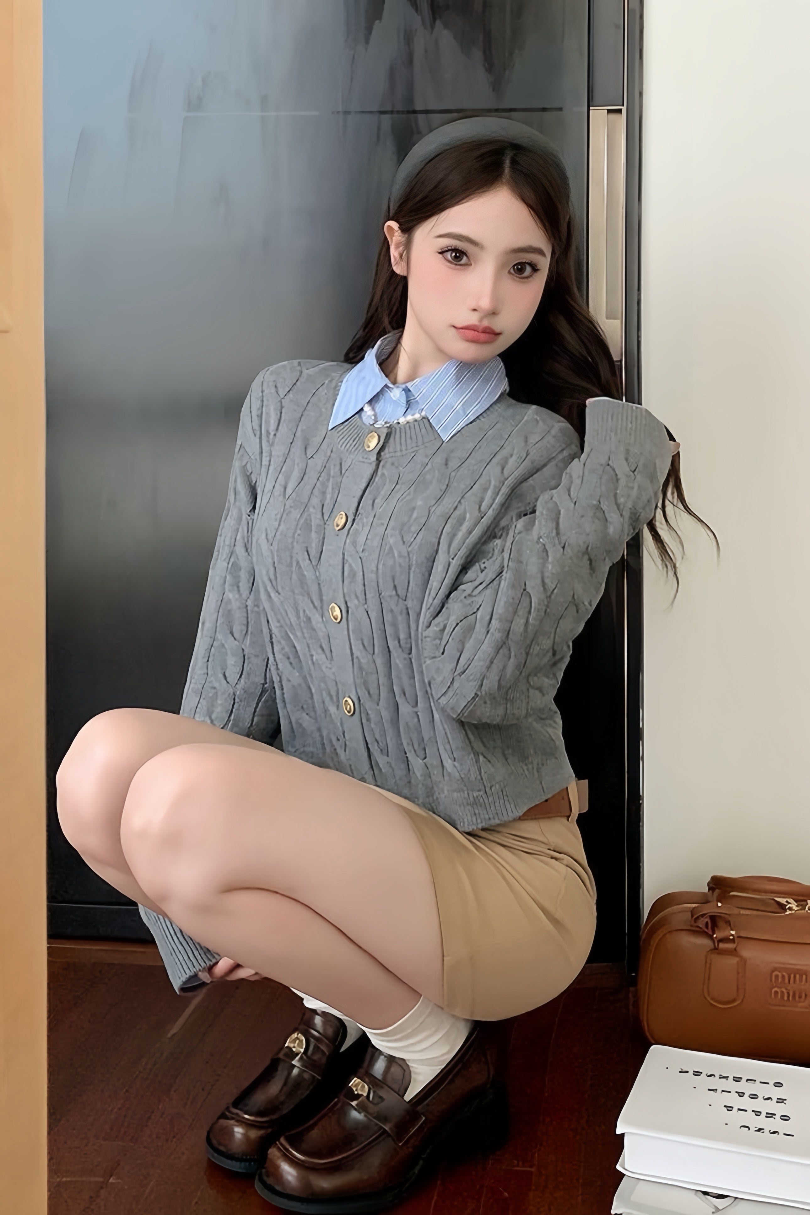 Classic Cable Knit Cardigan Tops XLY00056