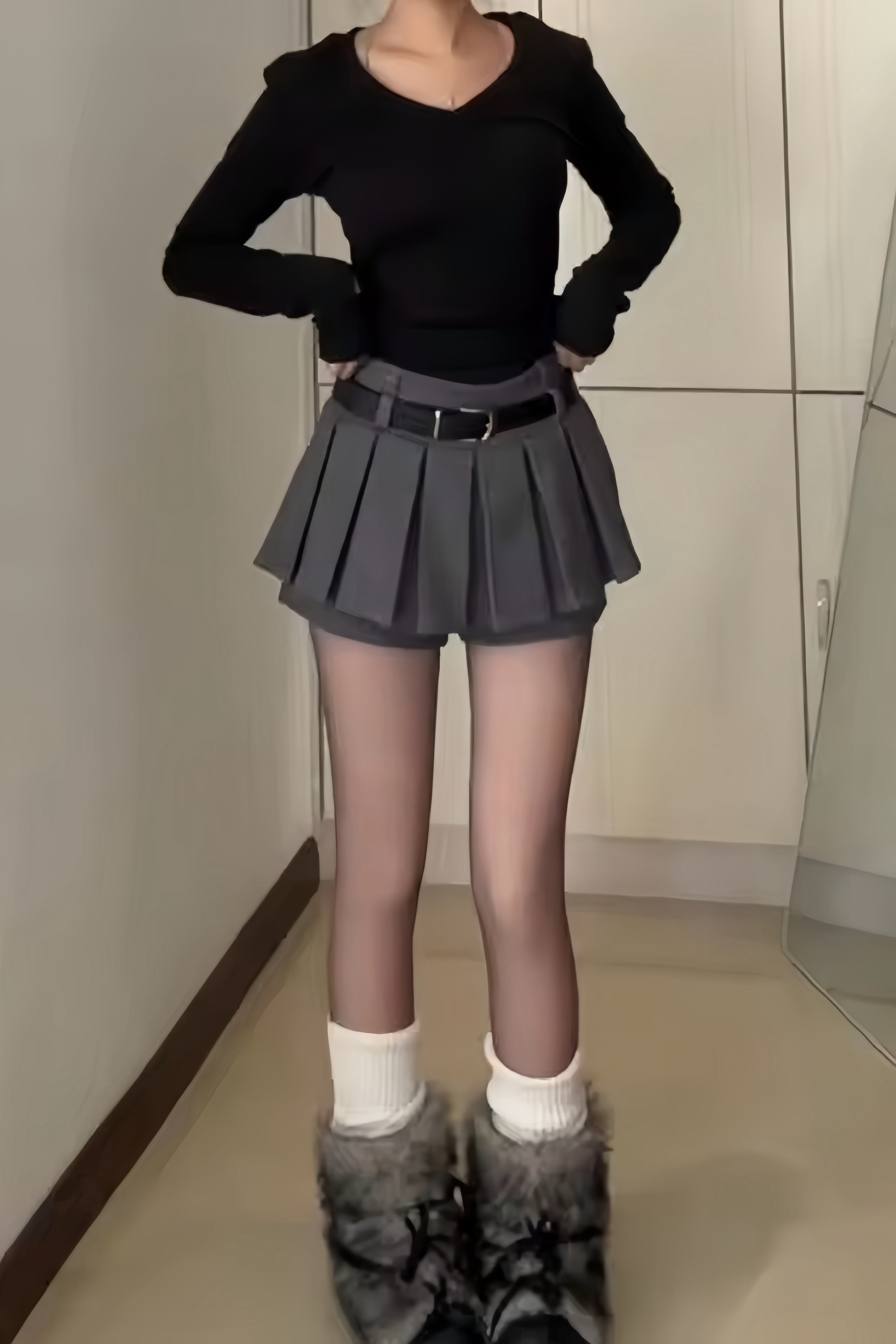 High Waist Pleated Skirt XLY00067