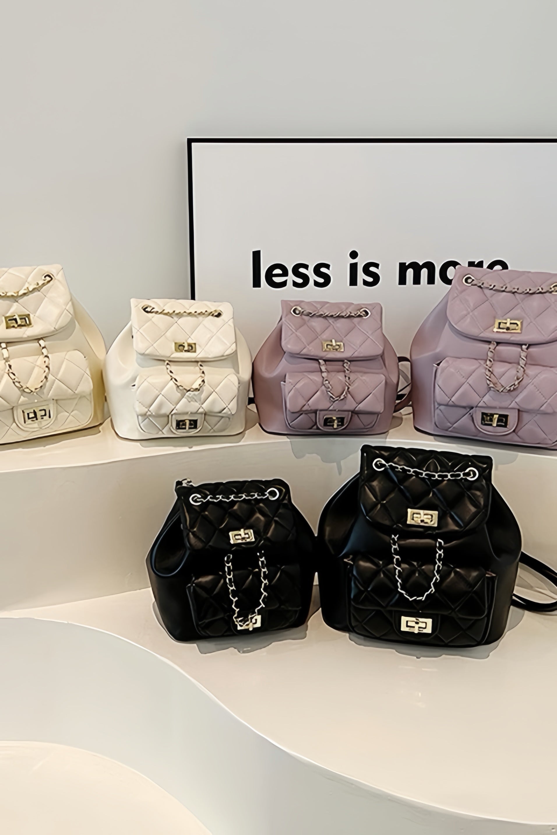 【3color】Quilted Chain Mini Backpack XLY00070