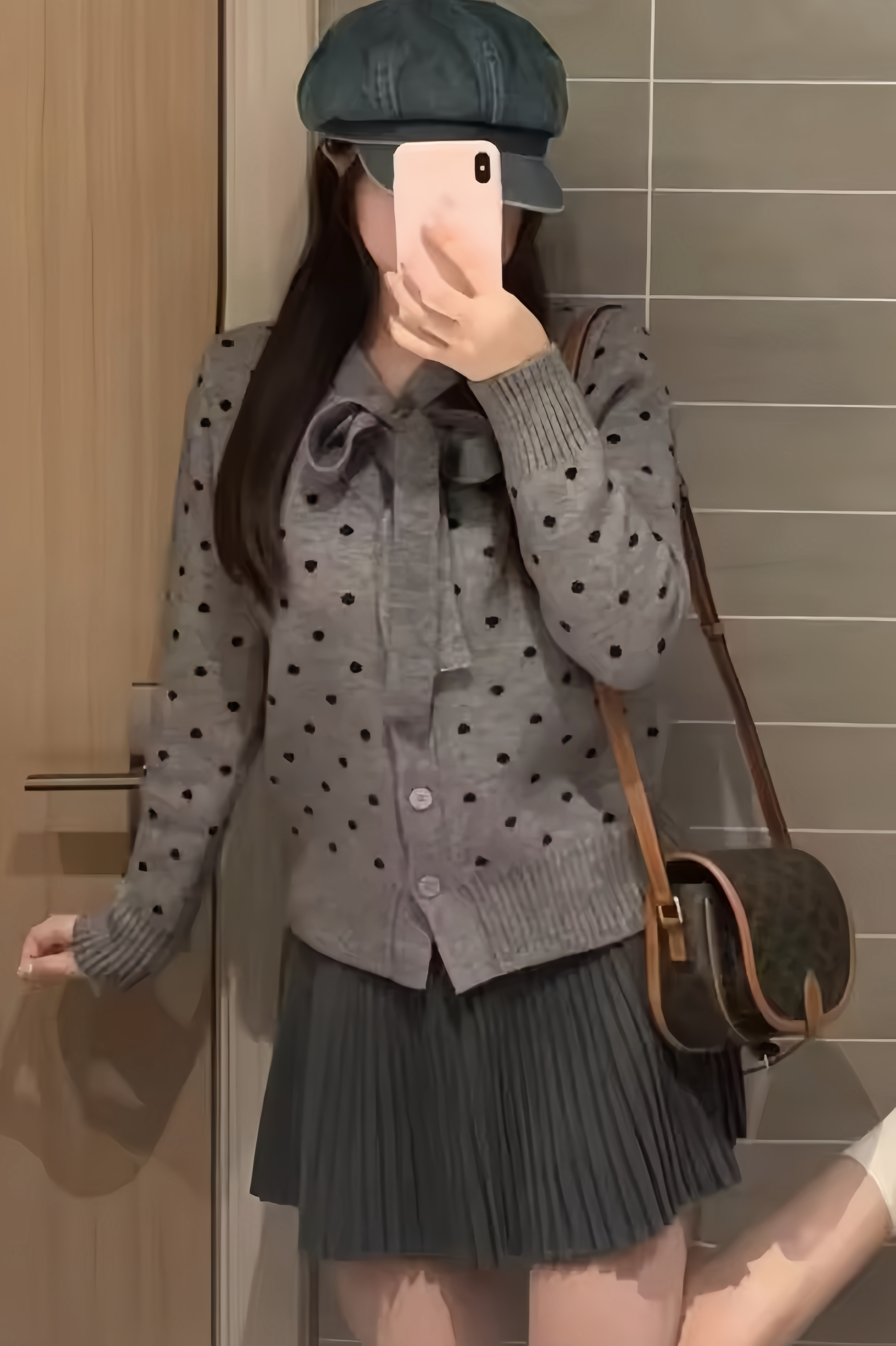 Ribbon Tie Dot Knit Cardigan XLY00087