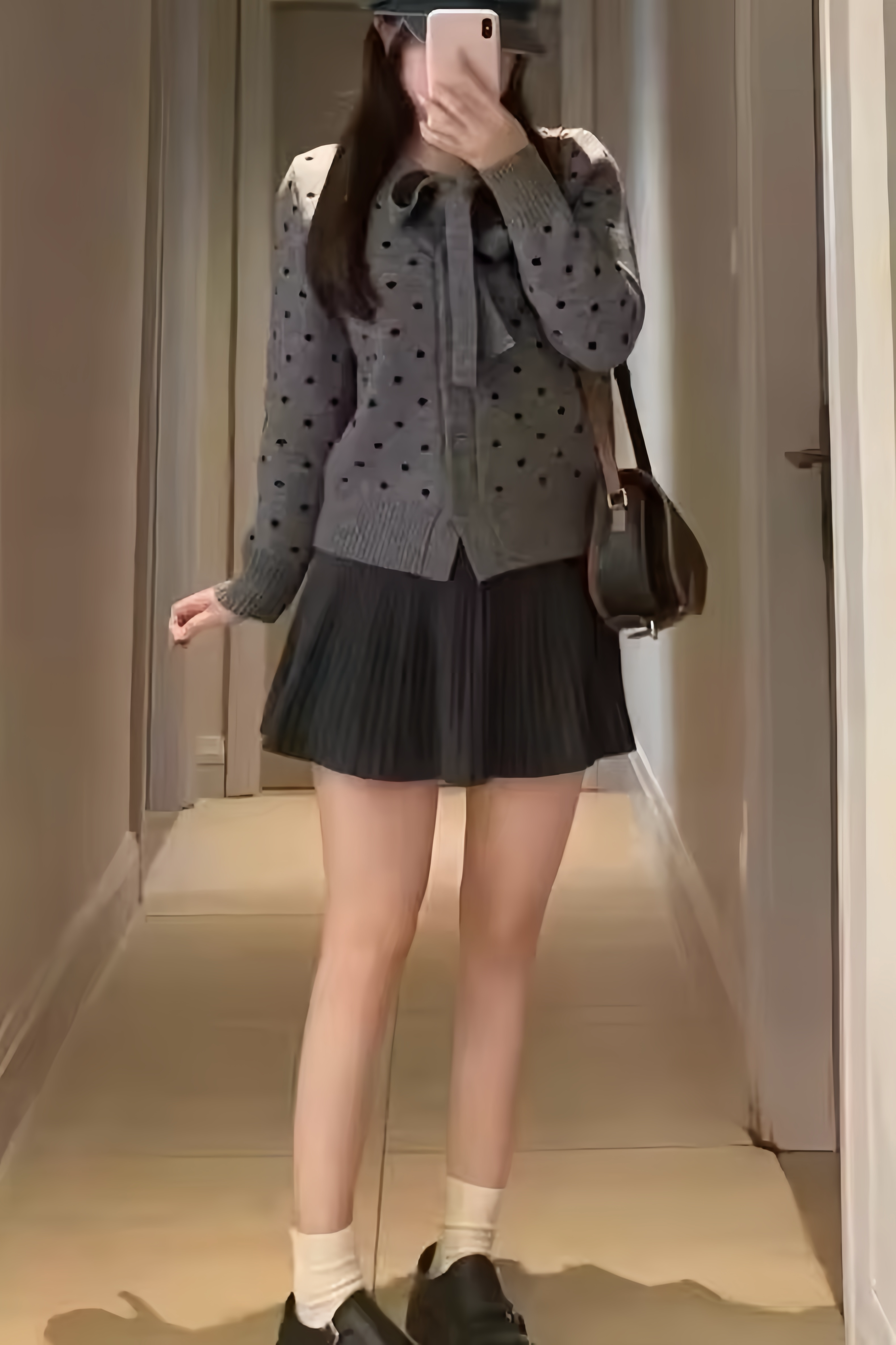 Ribbon Tie Dot Knit Cardigan XLY00087