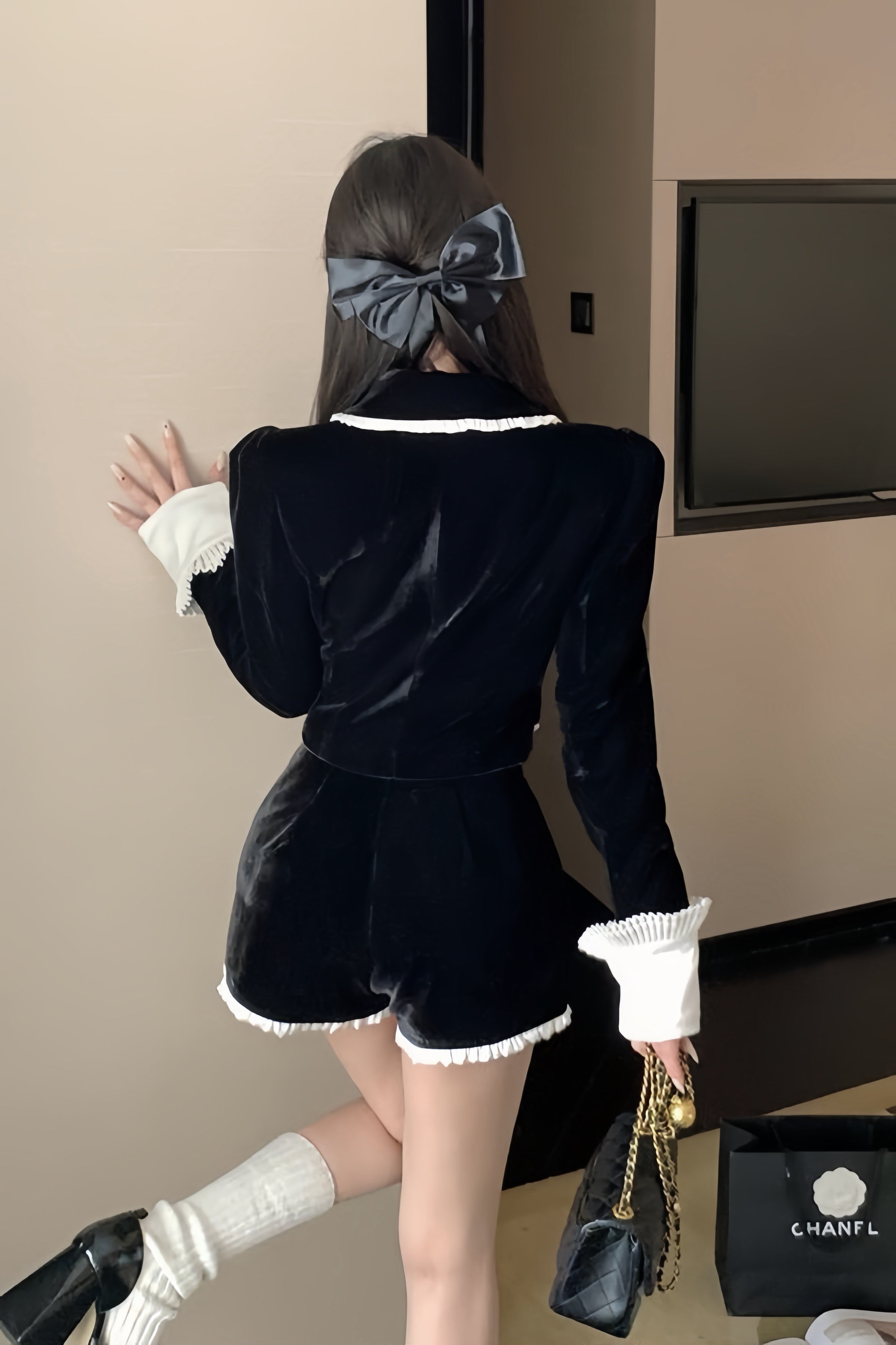 【Set Up】Classic Ruffle Jacket Shorts Set XLY00090