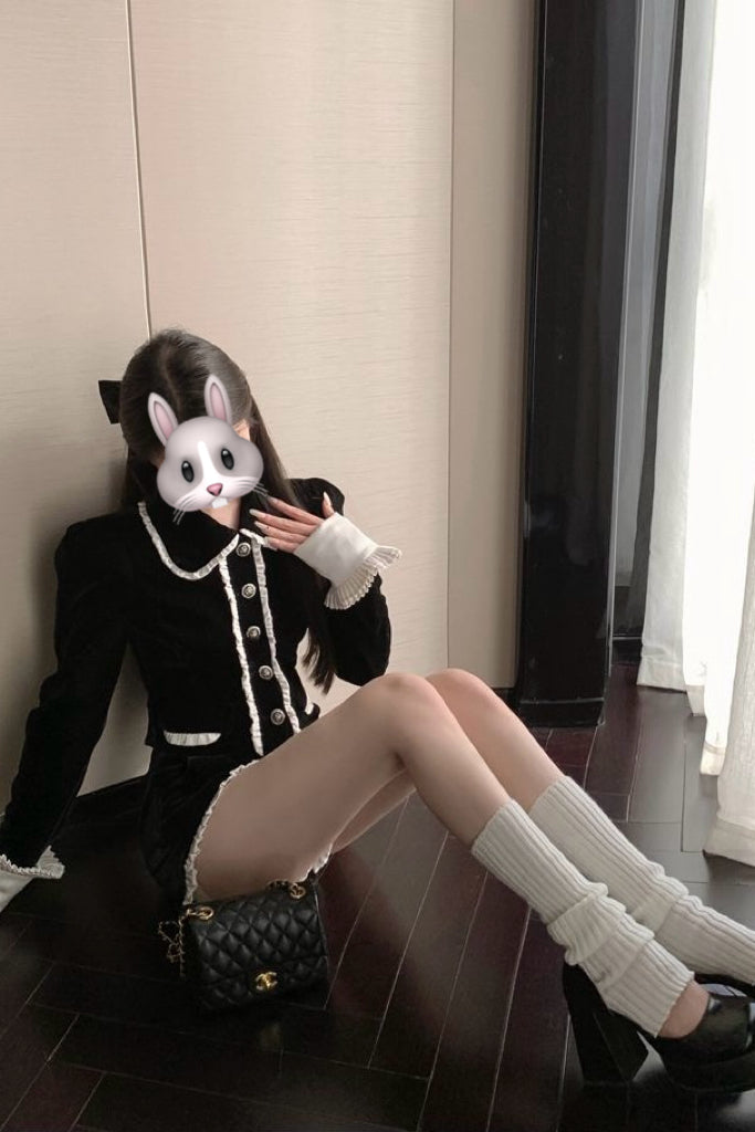 【Set Up】Classic Ruffle Jacket Shorts Set XLY00090