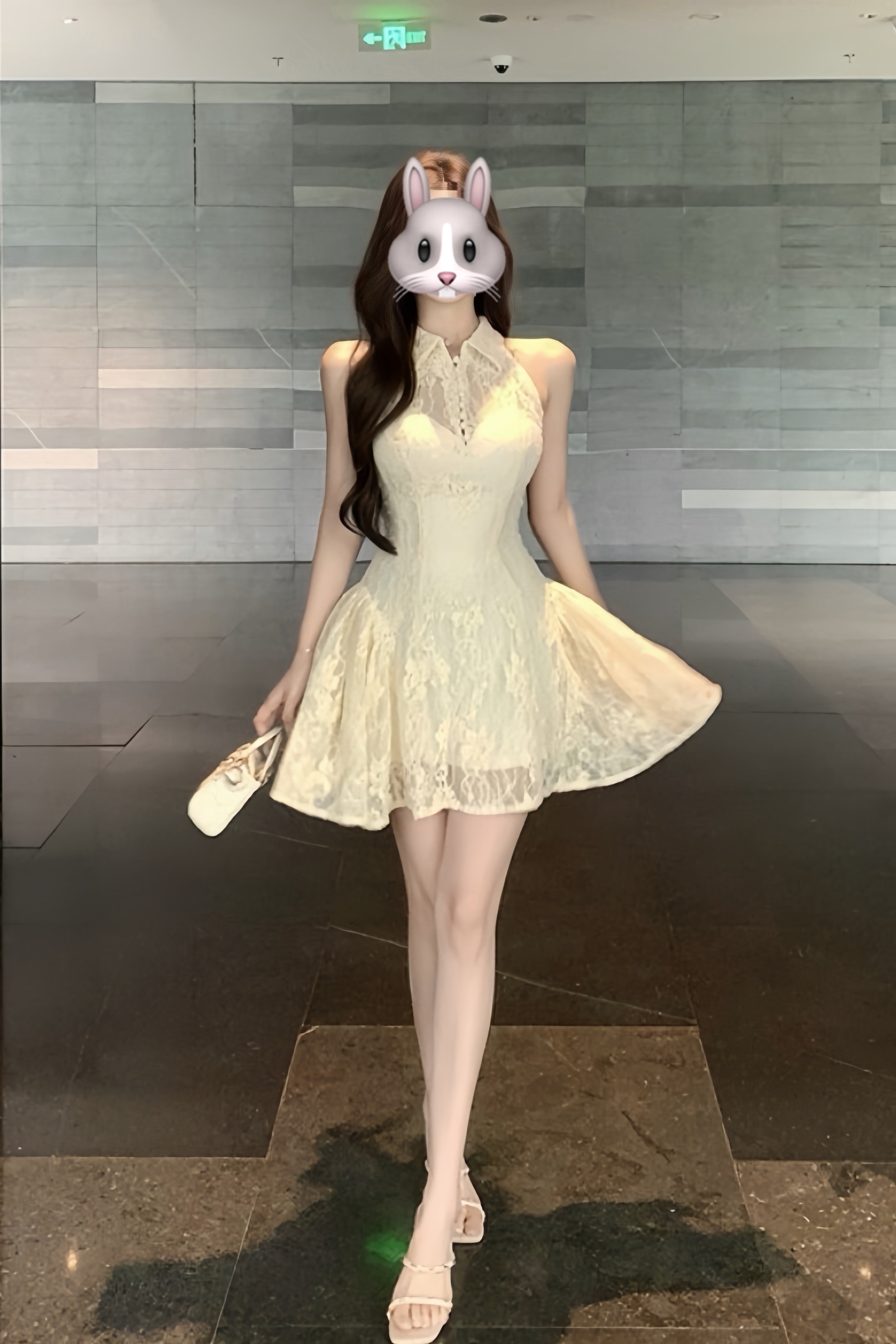 Romantic Lace Halter Mini Dress XLY00103