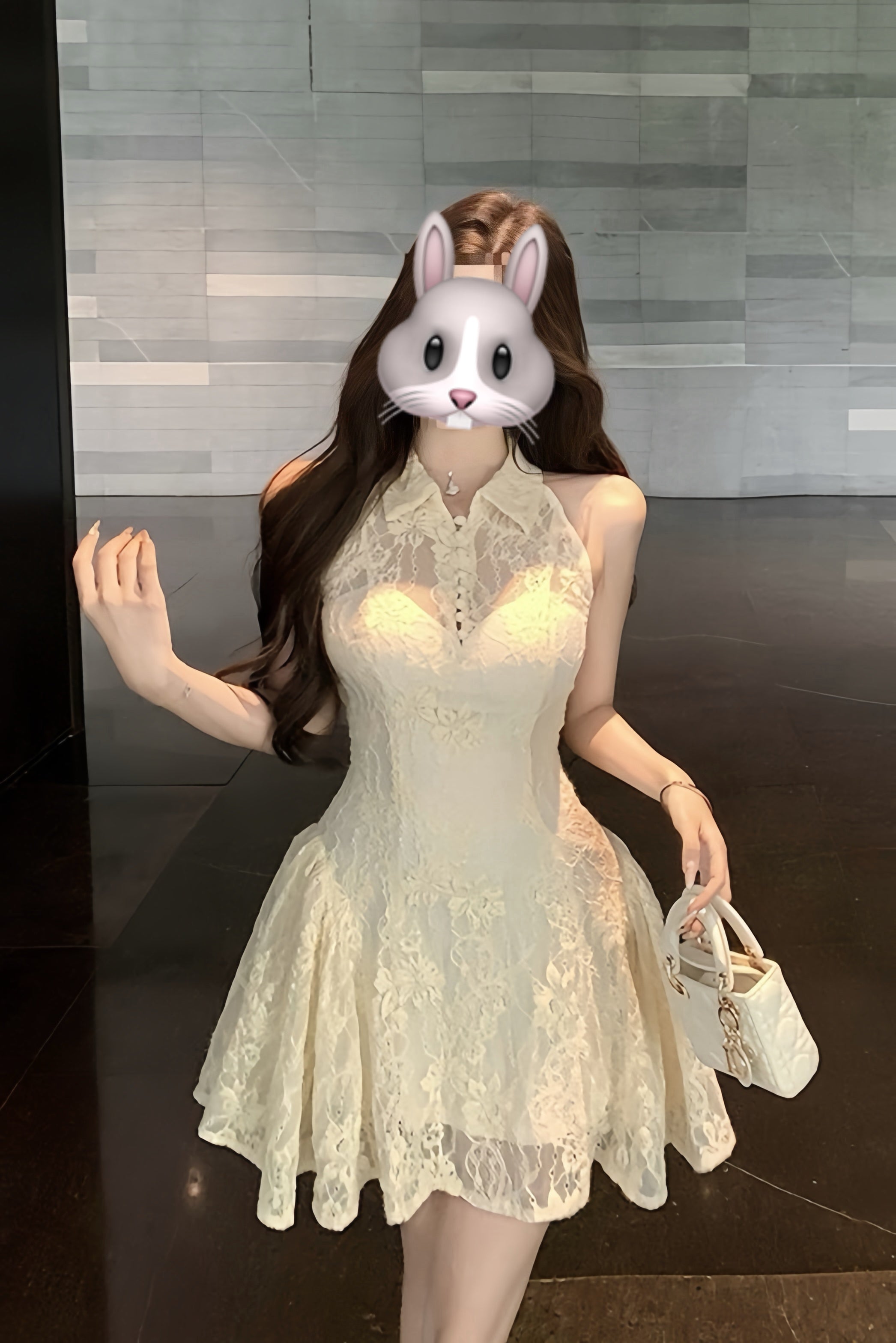 Romantic Lace Halter Mini Dress XLY00103