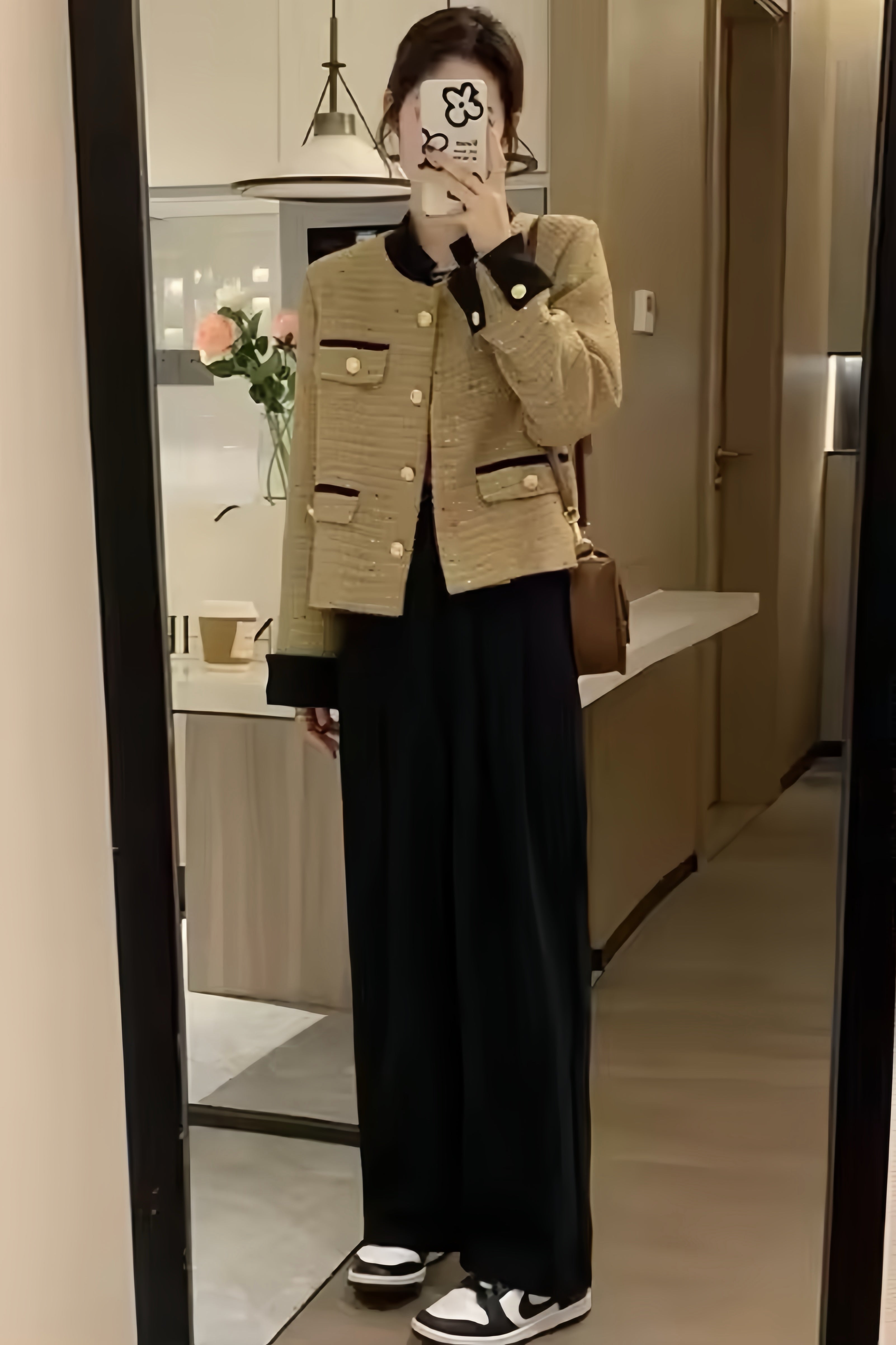 Bicolor Tweed Cropped Jacket XLY00105