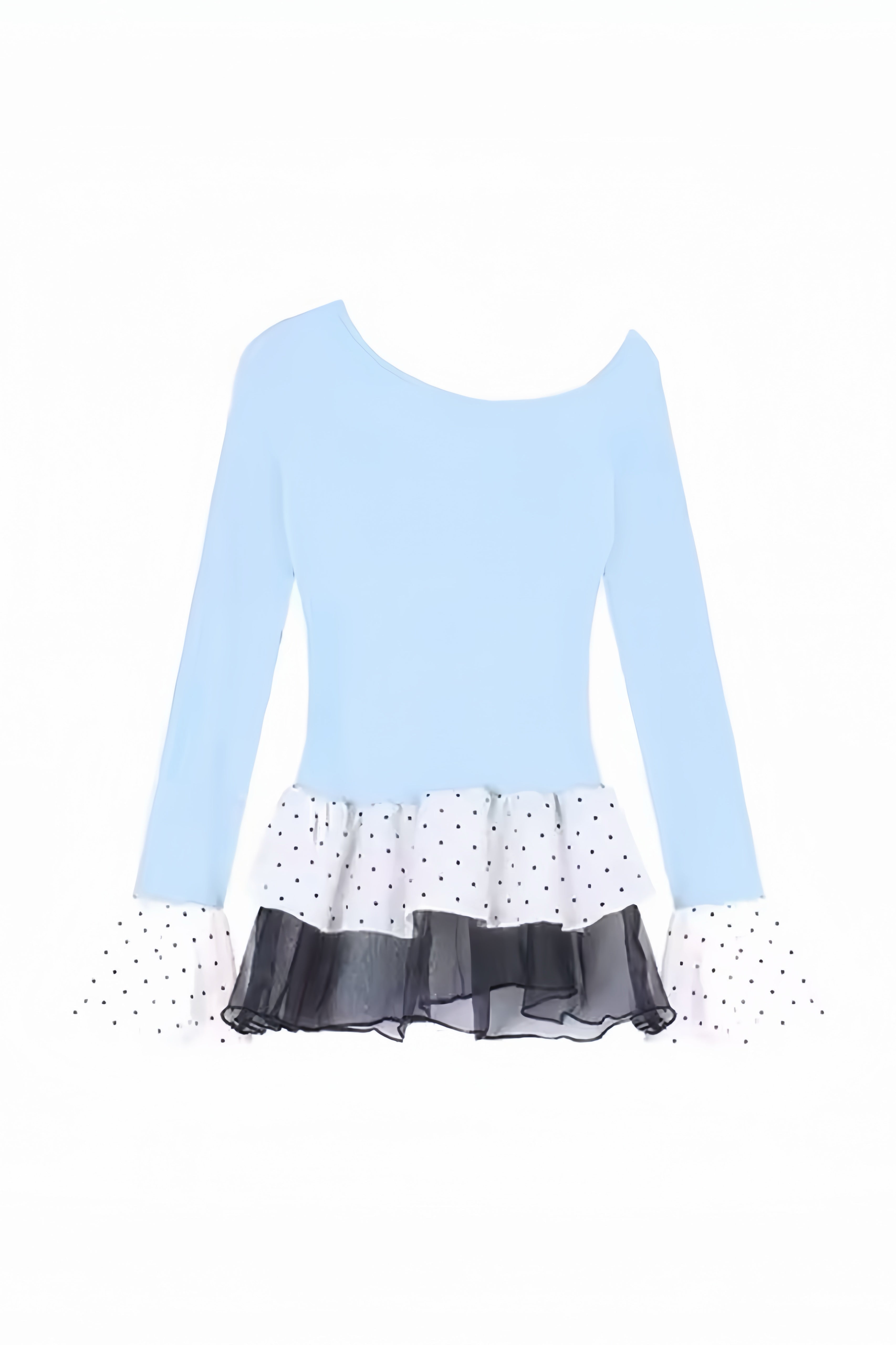 One-Shoulder Polka Dot Ruffle Tops XLY00106