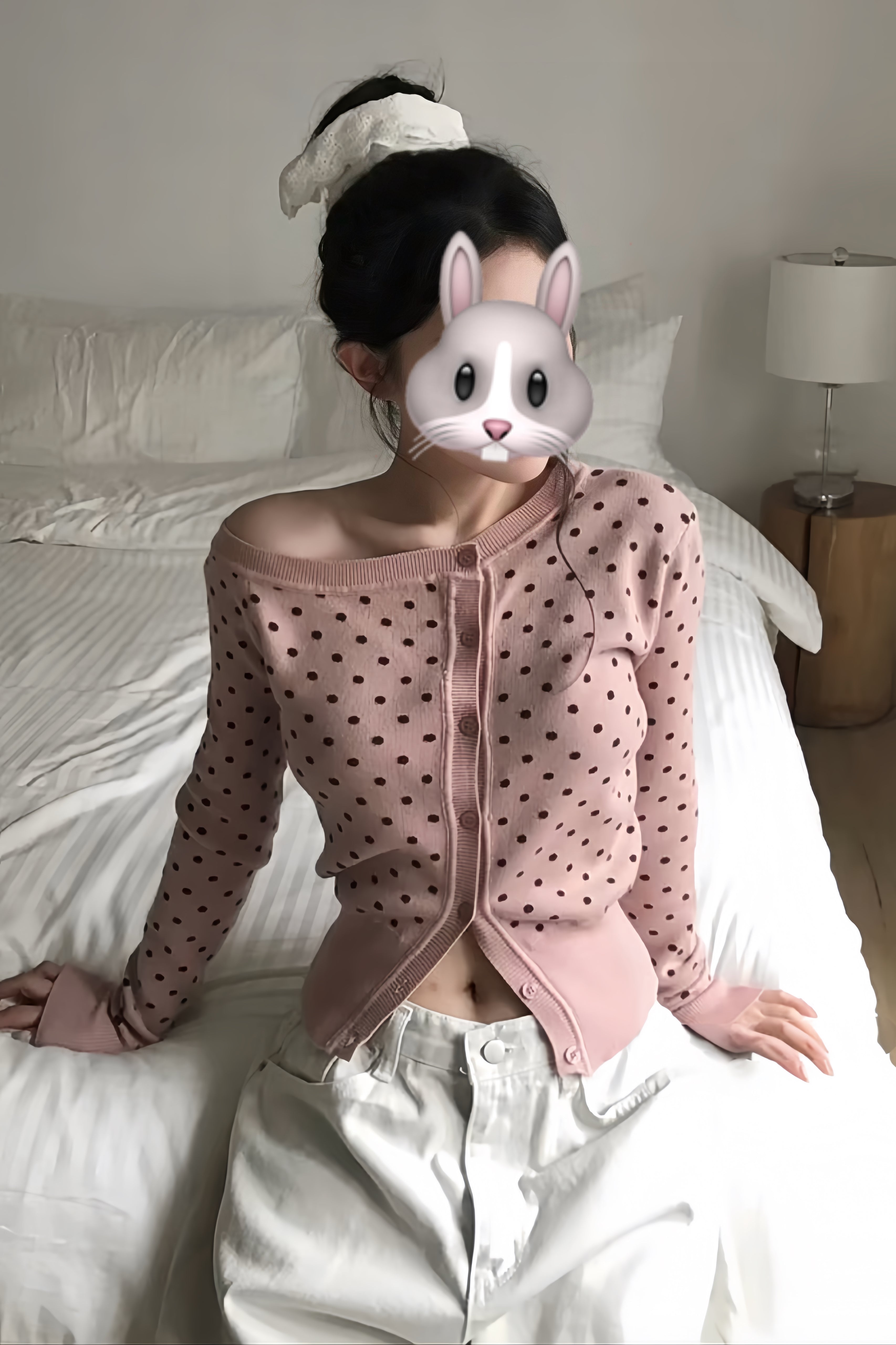 Polka Dot Off-Shoulder Cardigan XLY00107
