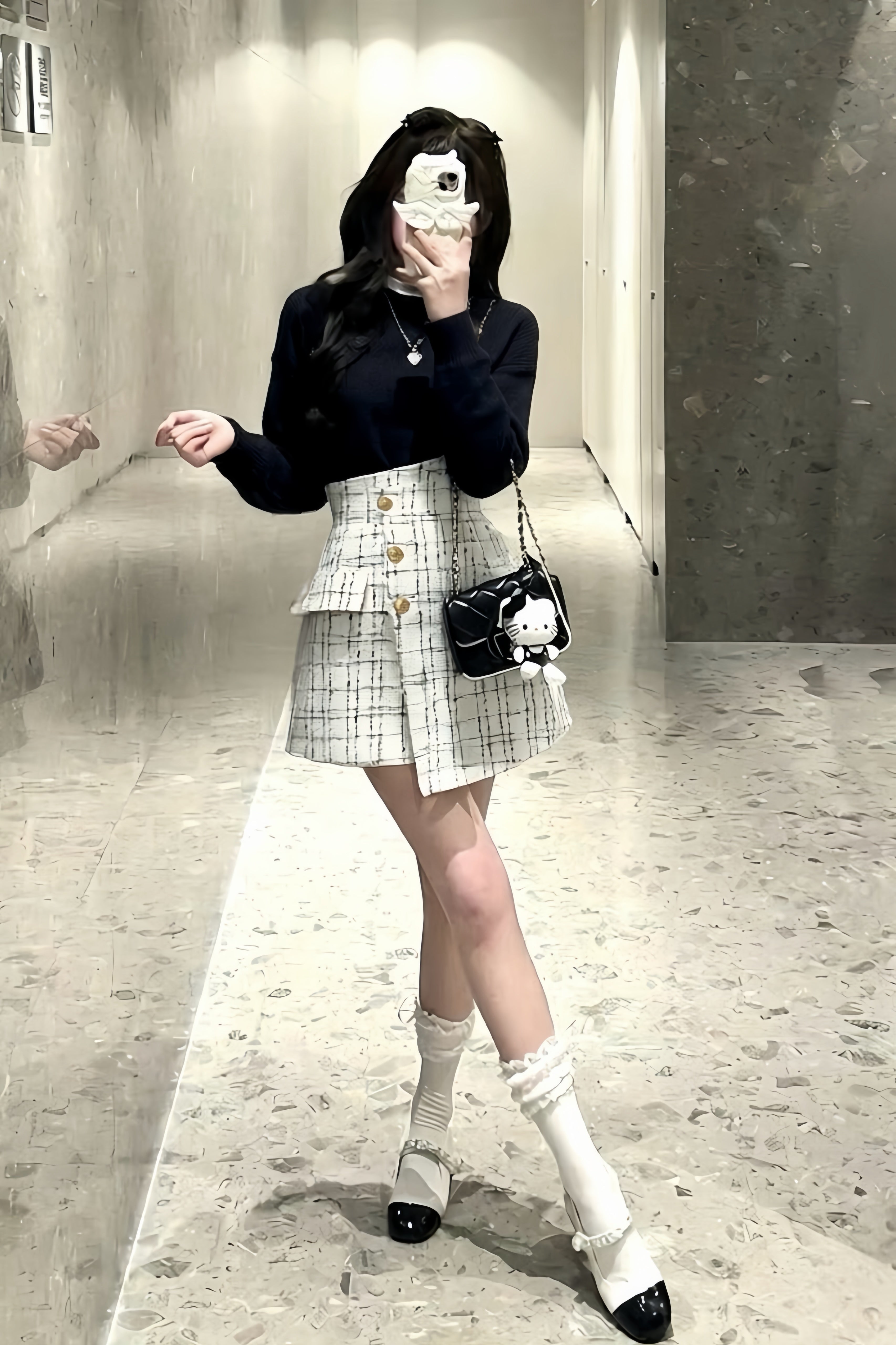 Elegant Button Tweed Mini Skirt XLY00112